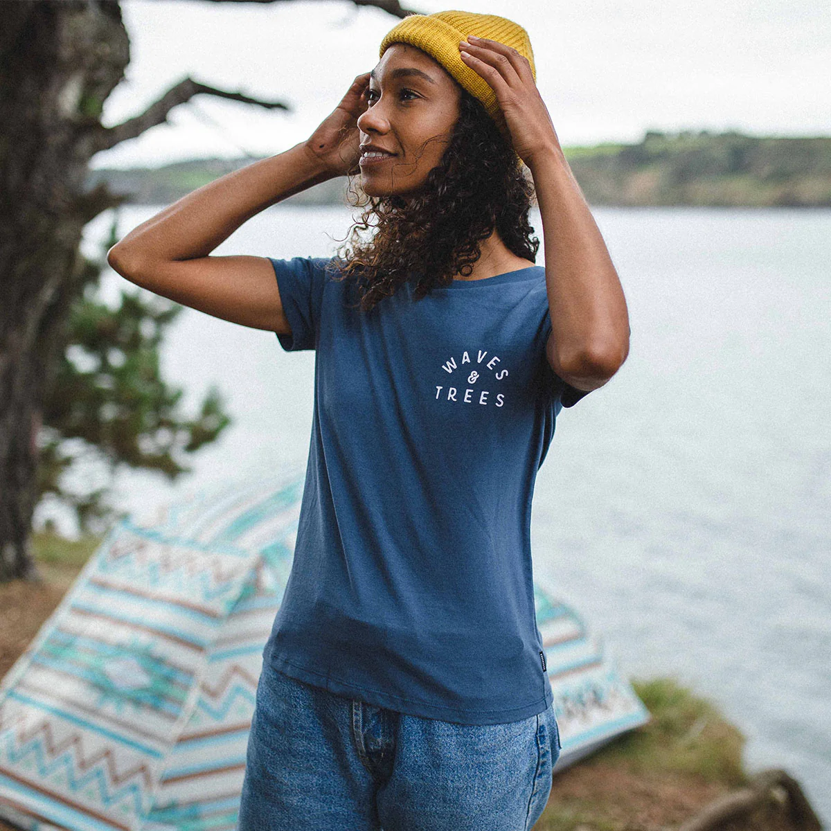 Penida Recycled Cotton T-Shirt - Dark Denim - Image 2