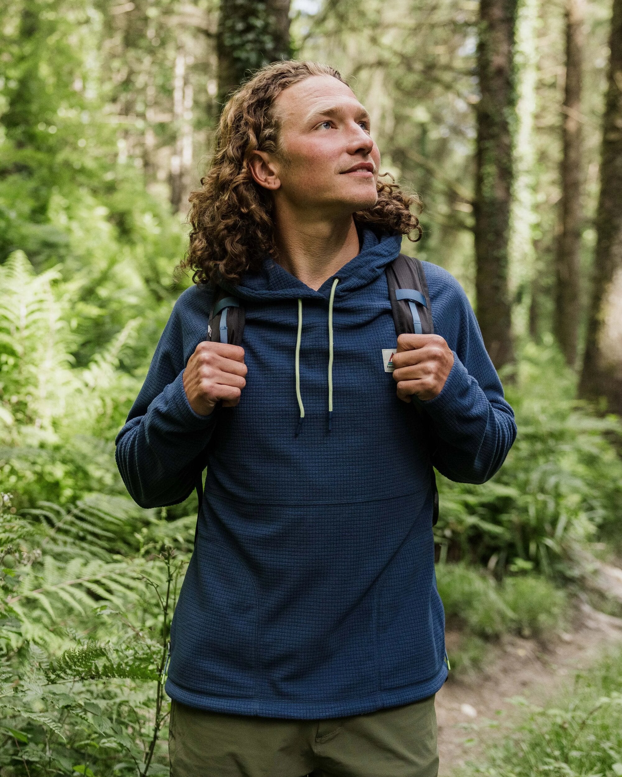 Point Grid Polar Fleece Hoodie - Dark Denim - Image 4