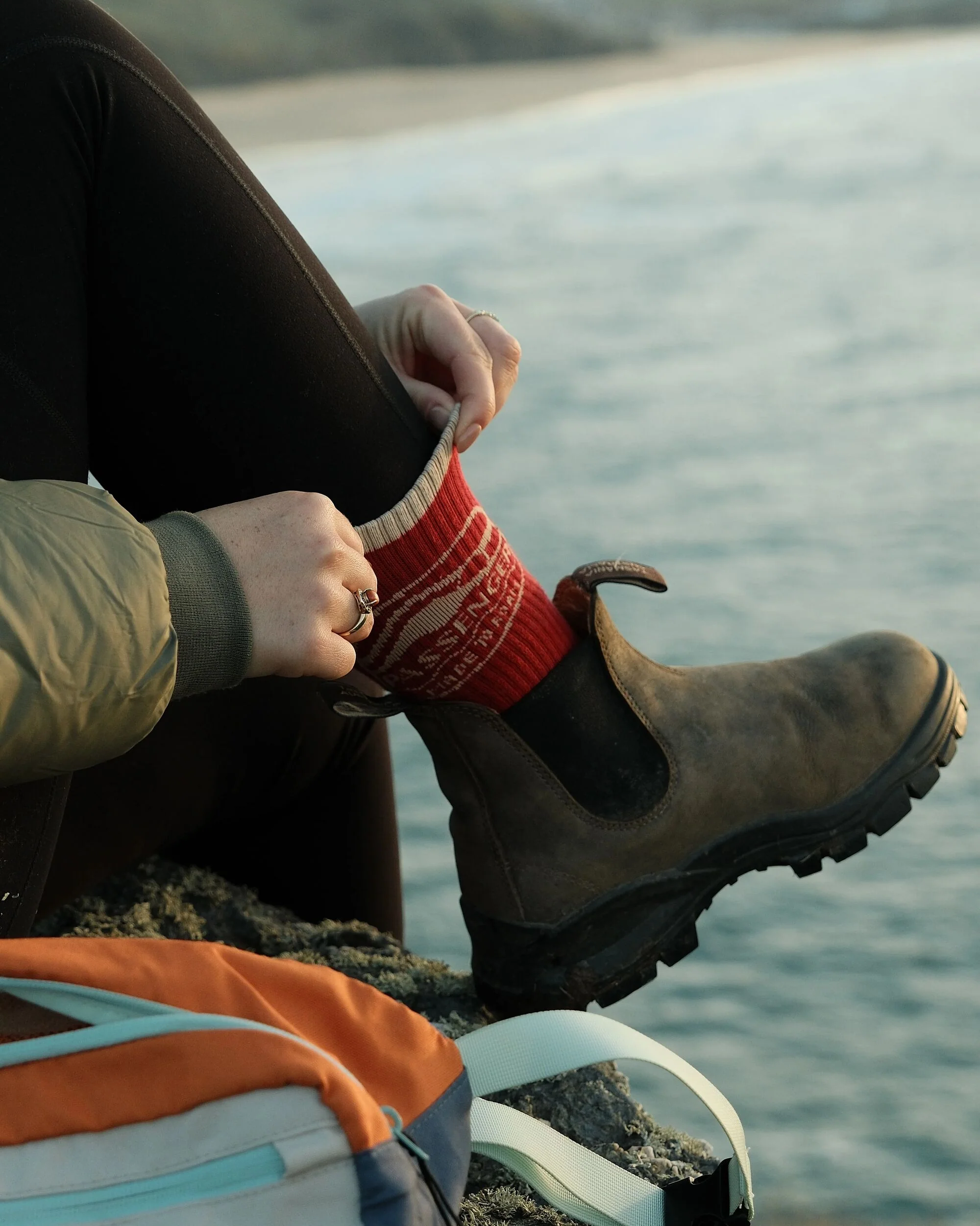 Rambler Organic Mid-weight Crew Socks - Red Ochre - Image 3