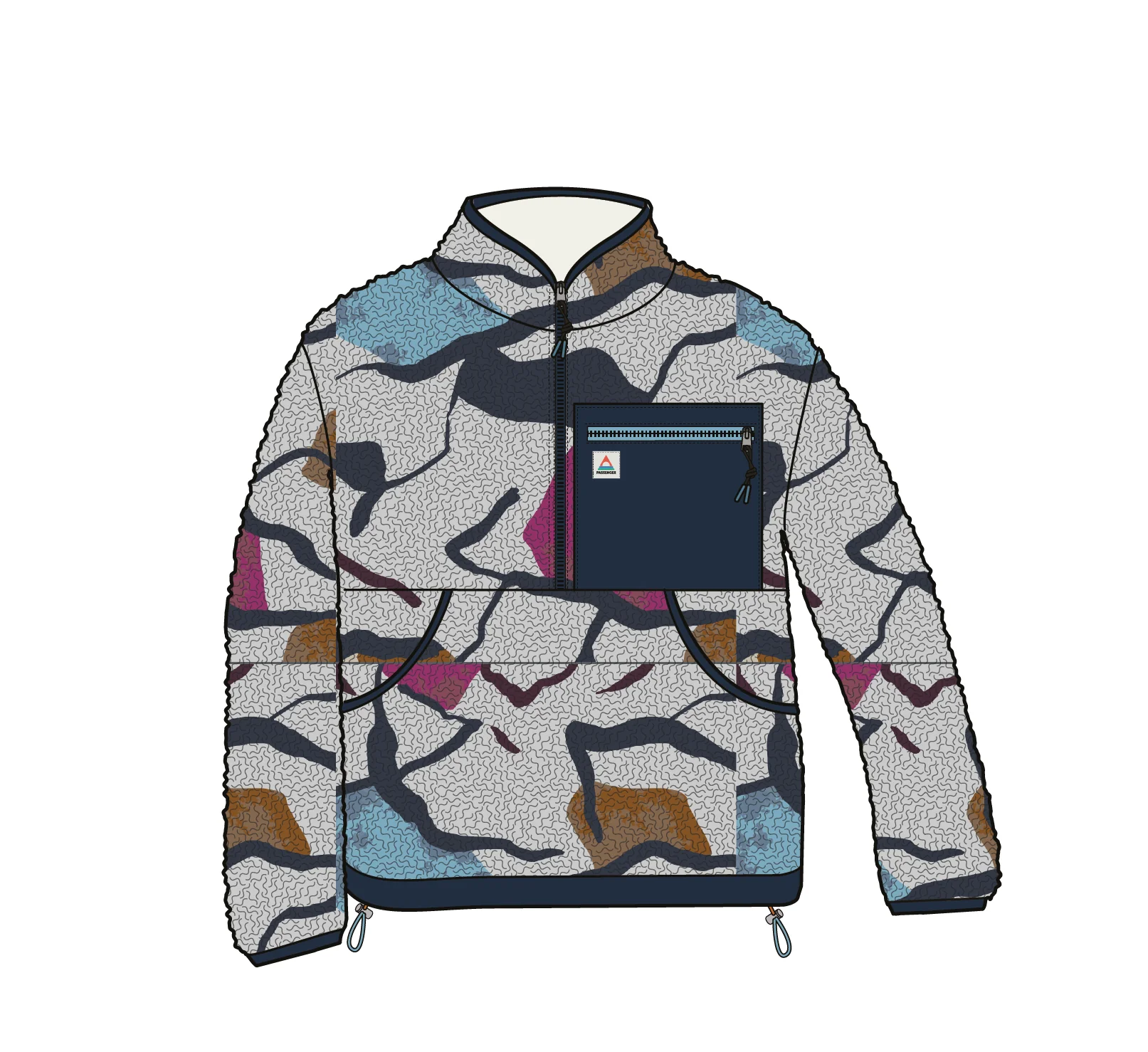 Ravi Sherpa Fleece - Abstract Trails Off White - Image 8