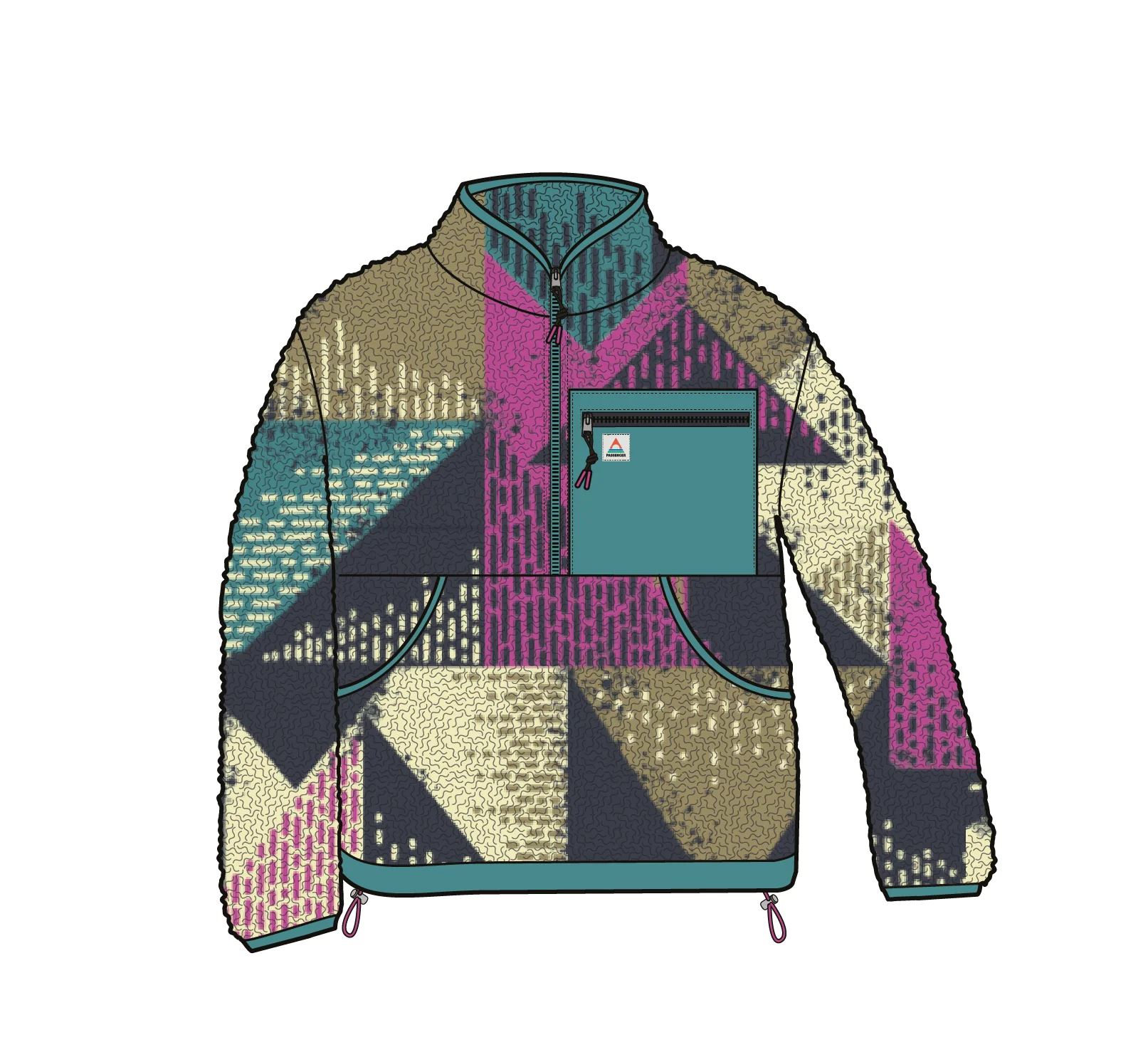 Ravi Sherpa Fleece - Mosaic Mountain Charcoal - Image 9