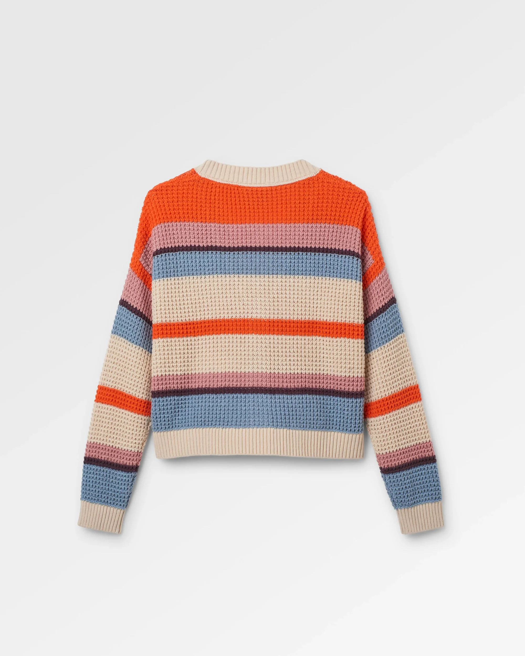 Reflection Open Knit Stripey Cardigan - Multi Vintage White Stripe - Image 6