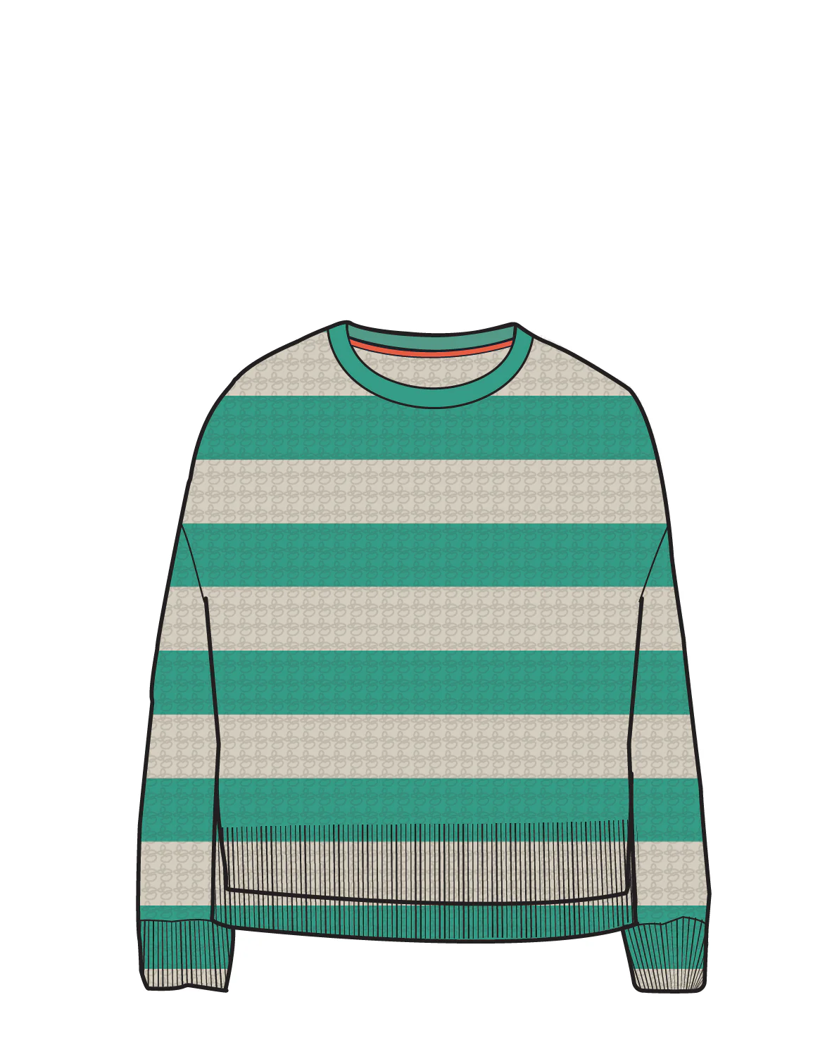 Reflection Stripey Jumper - Vintage White/Greenlake Stripe - Image 10