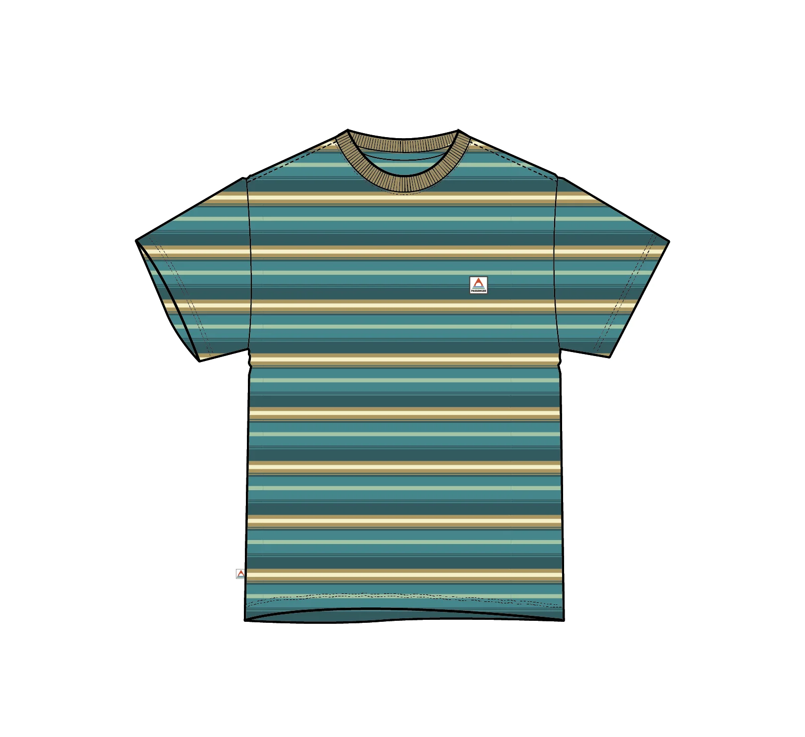 Retro Relaxed Fit T-Shirt - Ocean Teal Multi Stripe - Image 7
