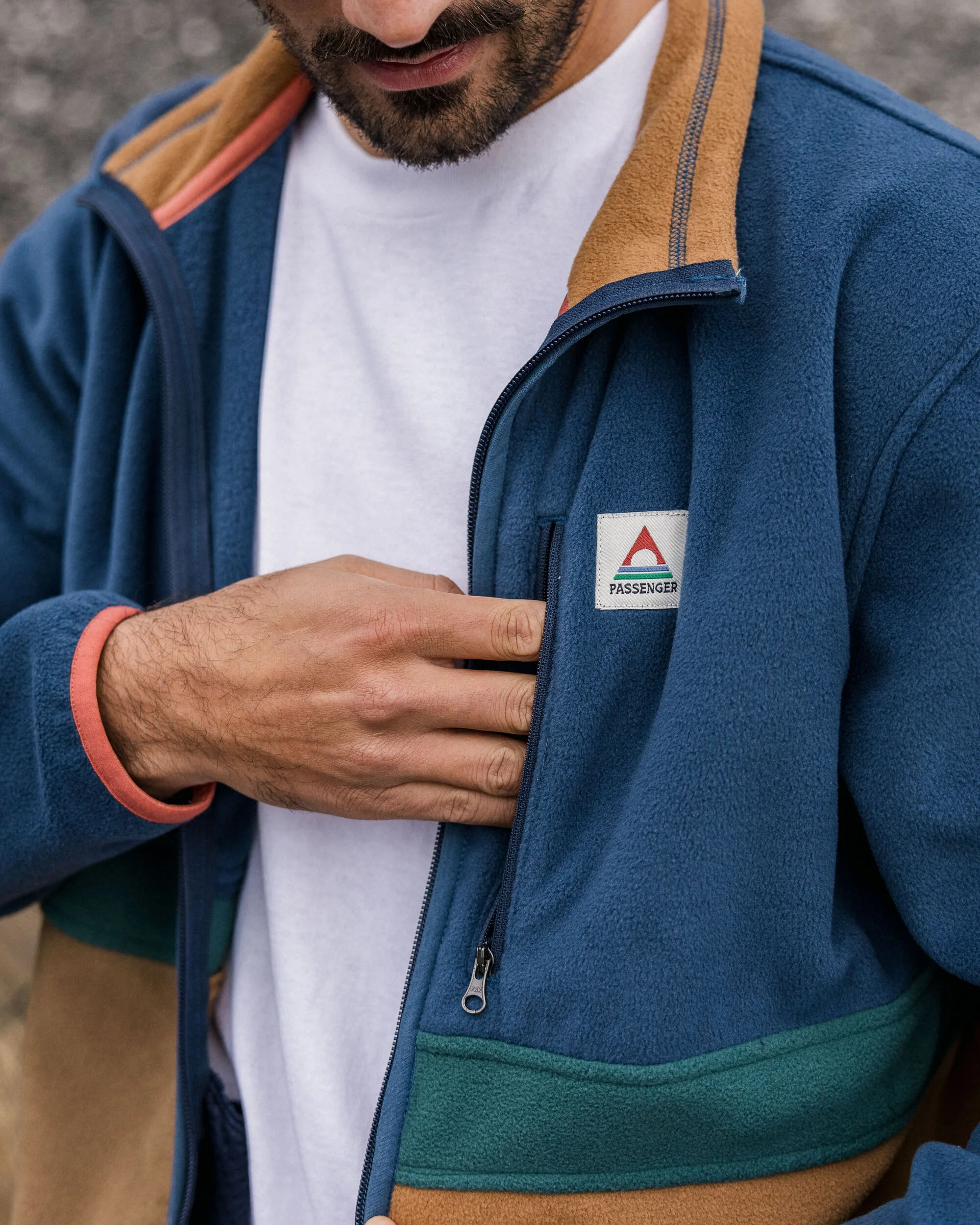 Ridge Full Zip Polar Fleece - Dark Denim/Toffee - Image 6