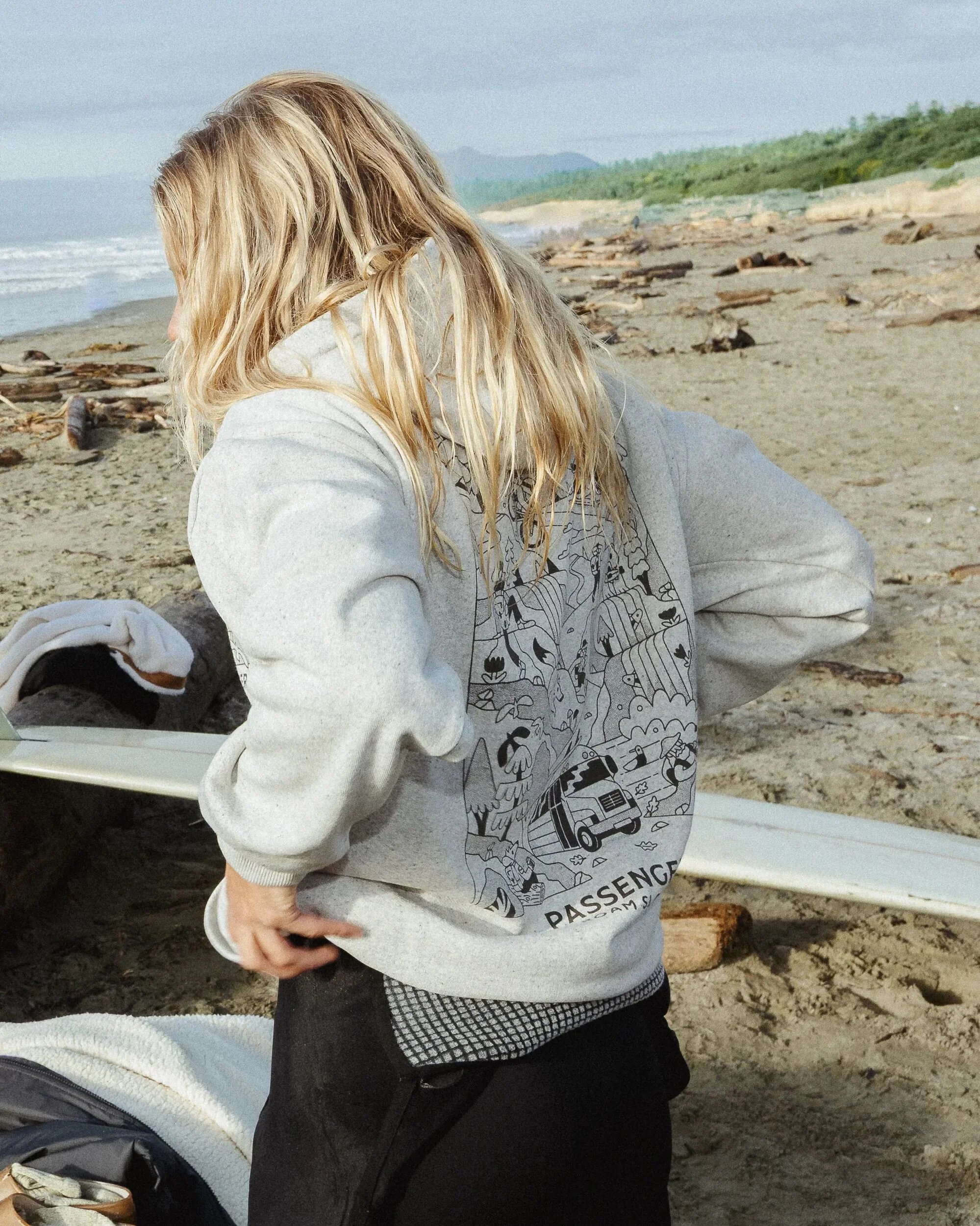 Roam Slow Women's Organic Cotton Hoodie - Light Grey Marl