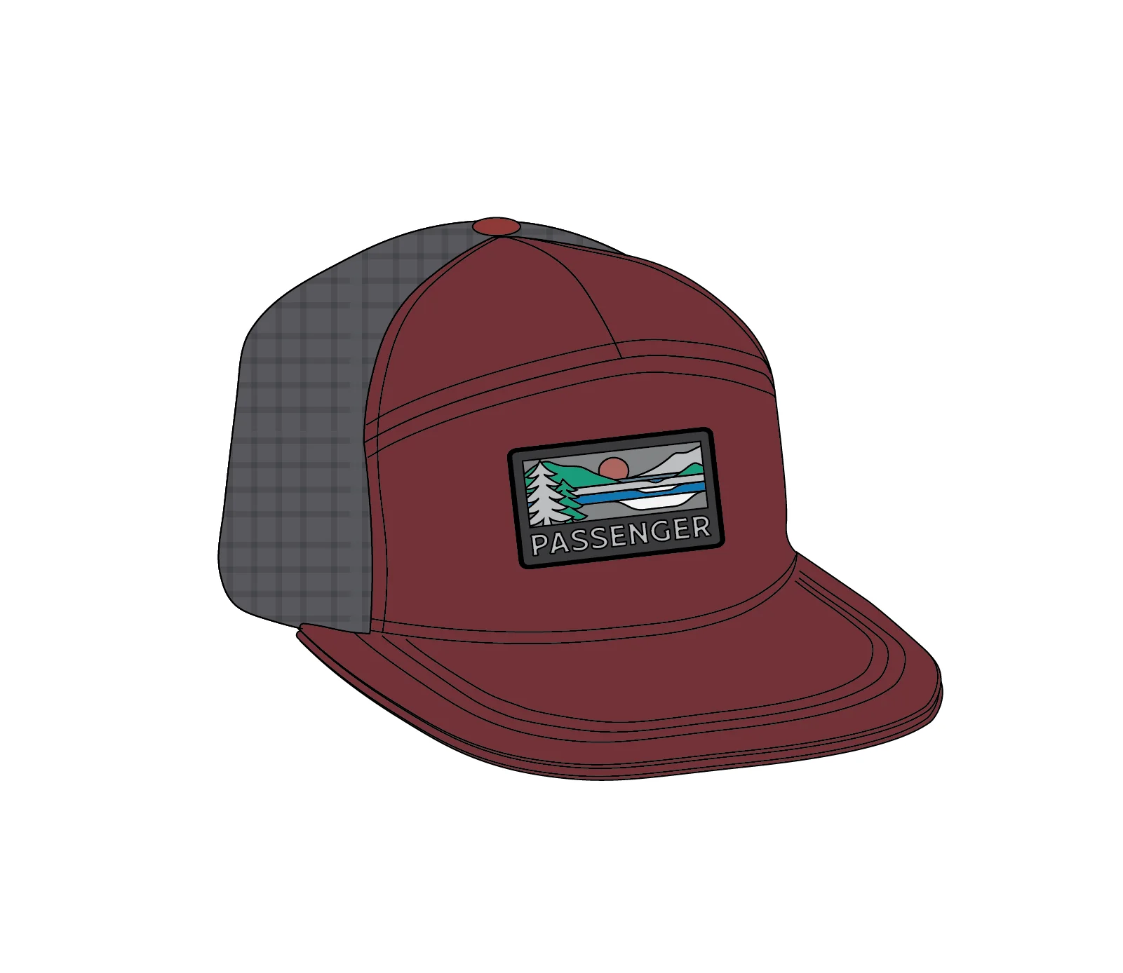 Roamer 7 Panel Organic Cotton Trucker Cap - Wine - Image 5