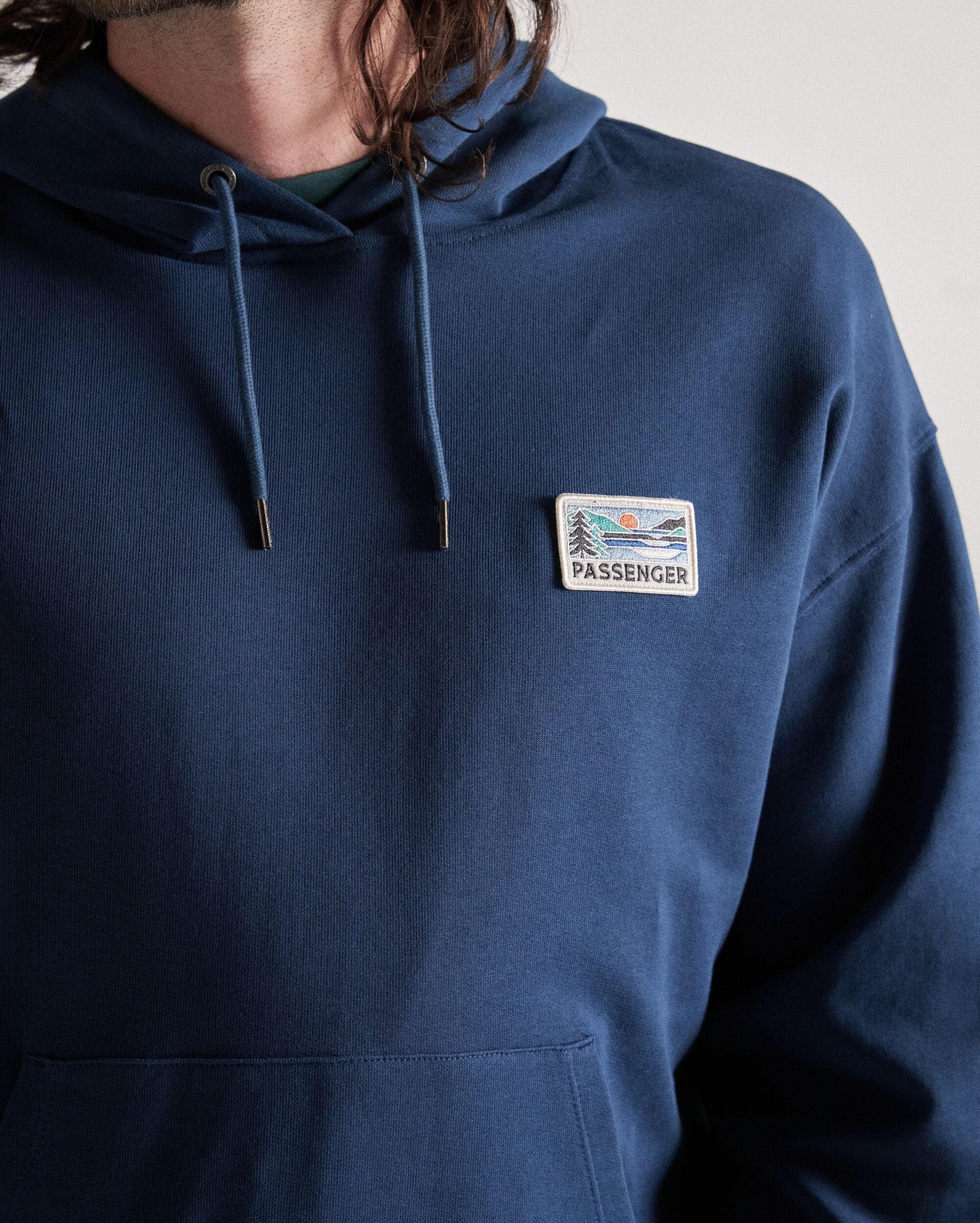 Roamer Patch Relaxed Fit Hoodie - Dark Denim - Image 7
