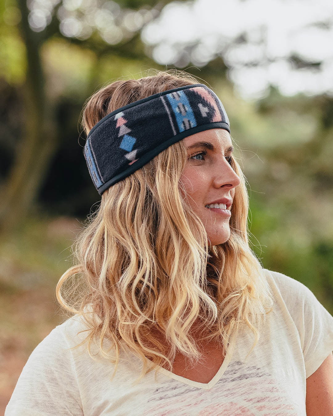 Roamer Polar Fleece Headband - Deep Navy Vintage Geo - Image 2