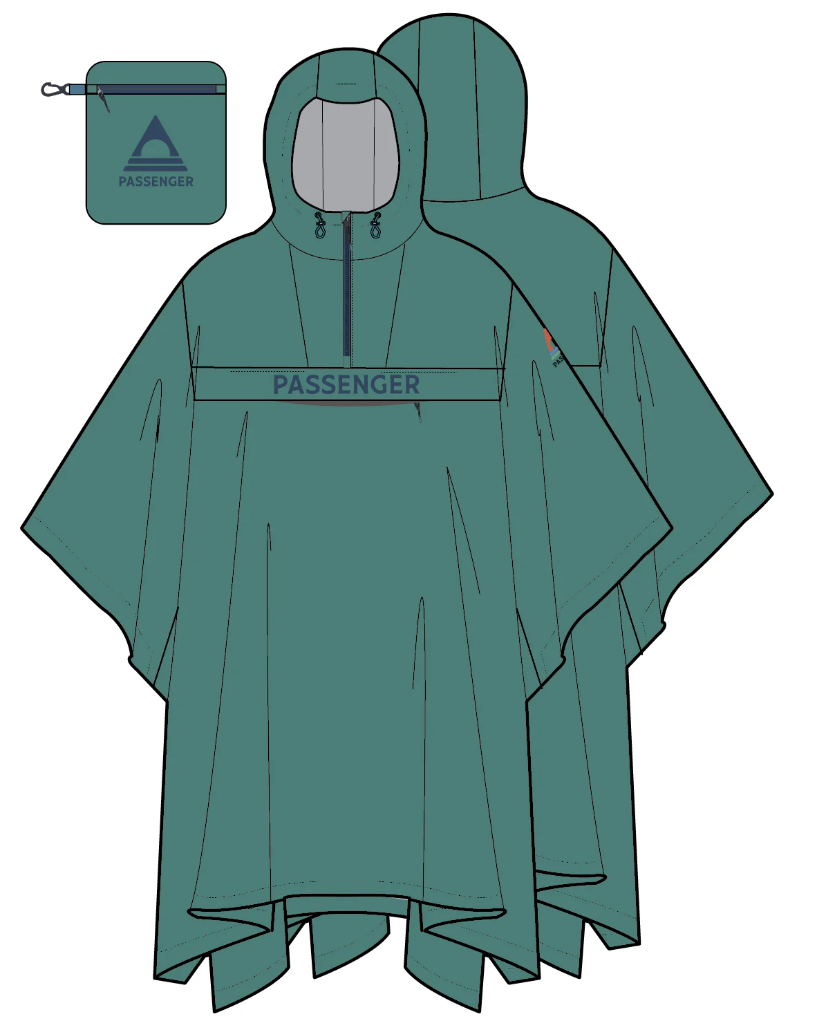 Roamer Waterproof Poncho - Deep Sea - Image 8
