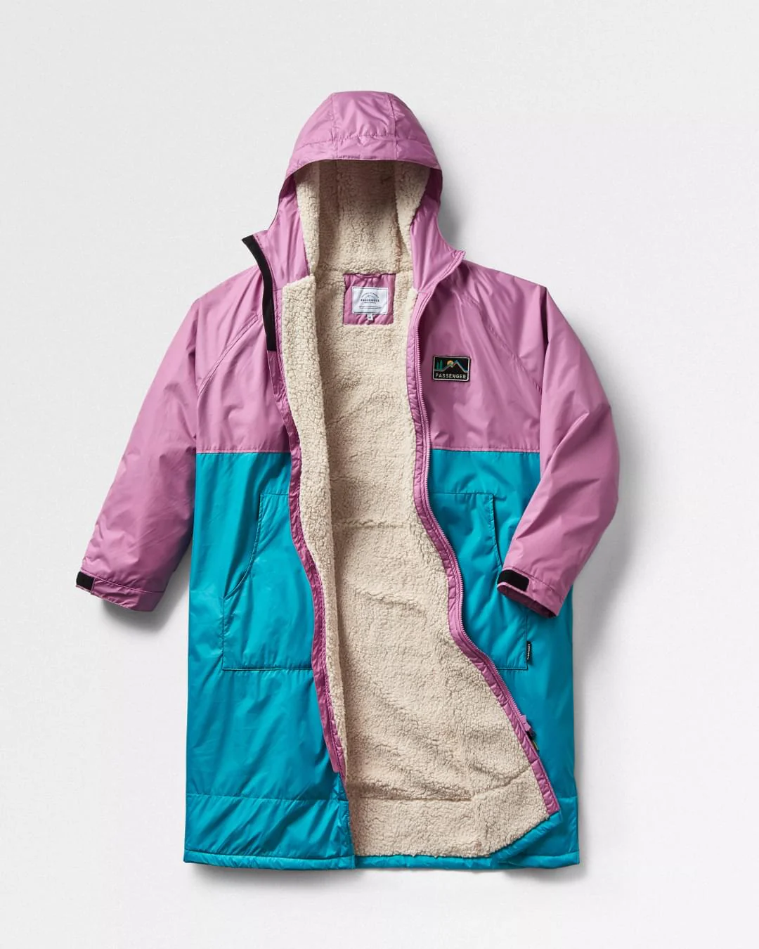 Roaming Sherpa Lined Changing Robe - Viridian Green/Orchid - Image 4