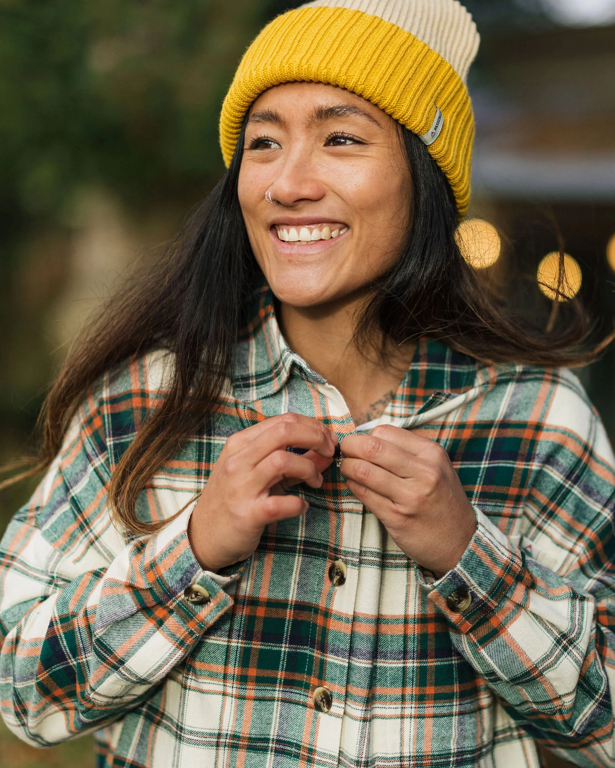 Rootsy Organic Cotton LS Shirt - Birch/Rain Forest Check - Image 5