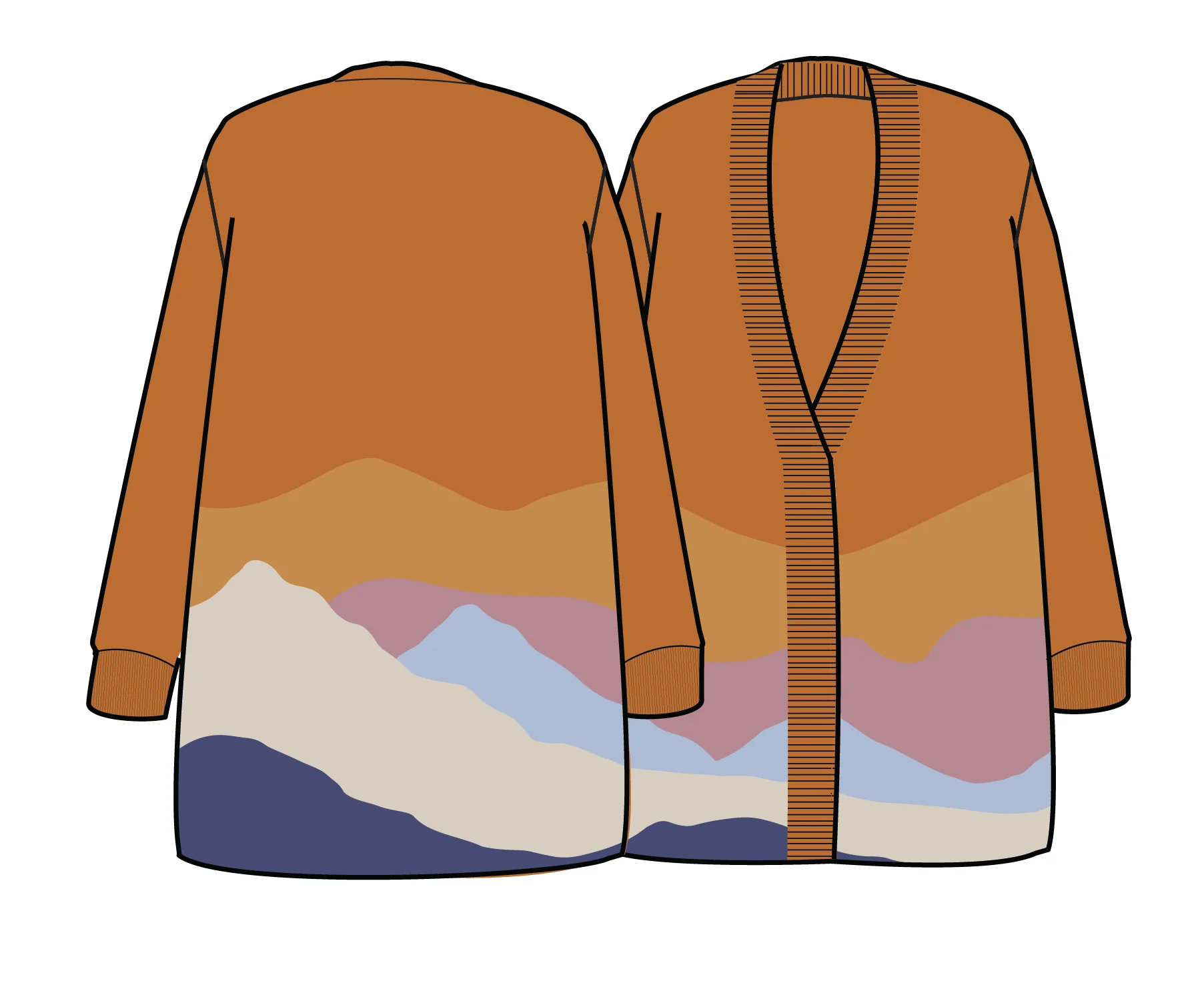 Scenic Long Knitted Cardigan - Scenic Sunrise Orange - Image 12