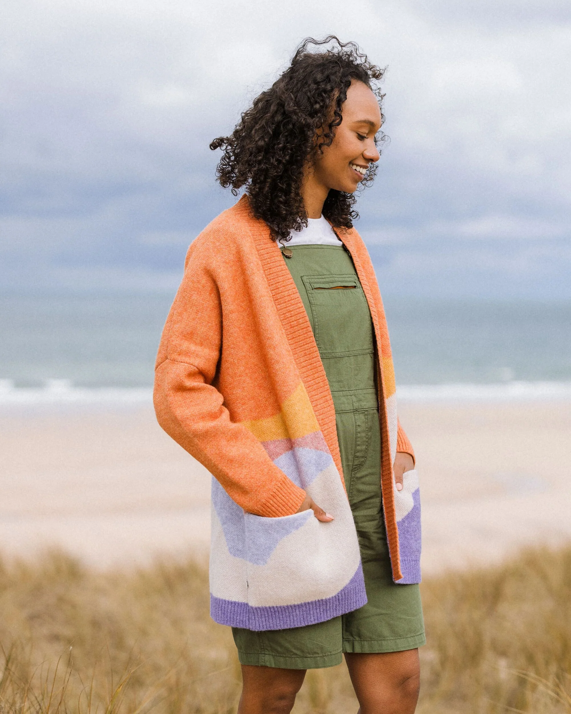 Scenic Long Knitted Cardigan - Scenic Sunrise Orange - Image 4