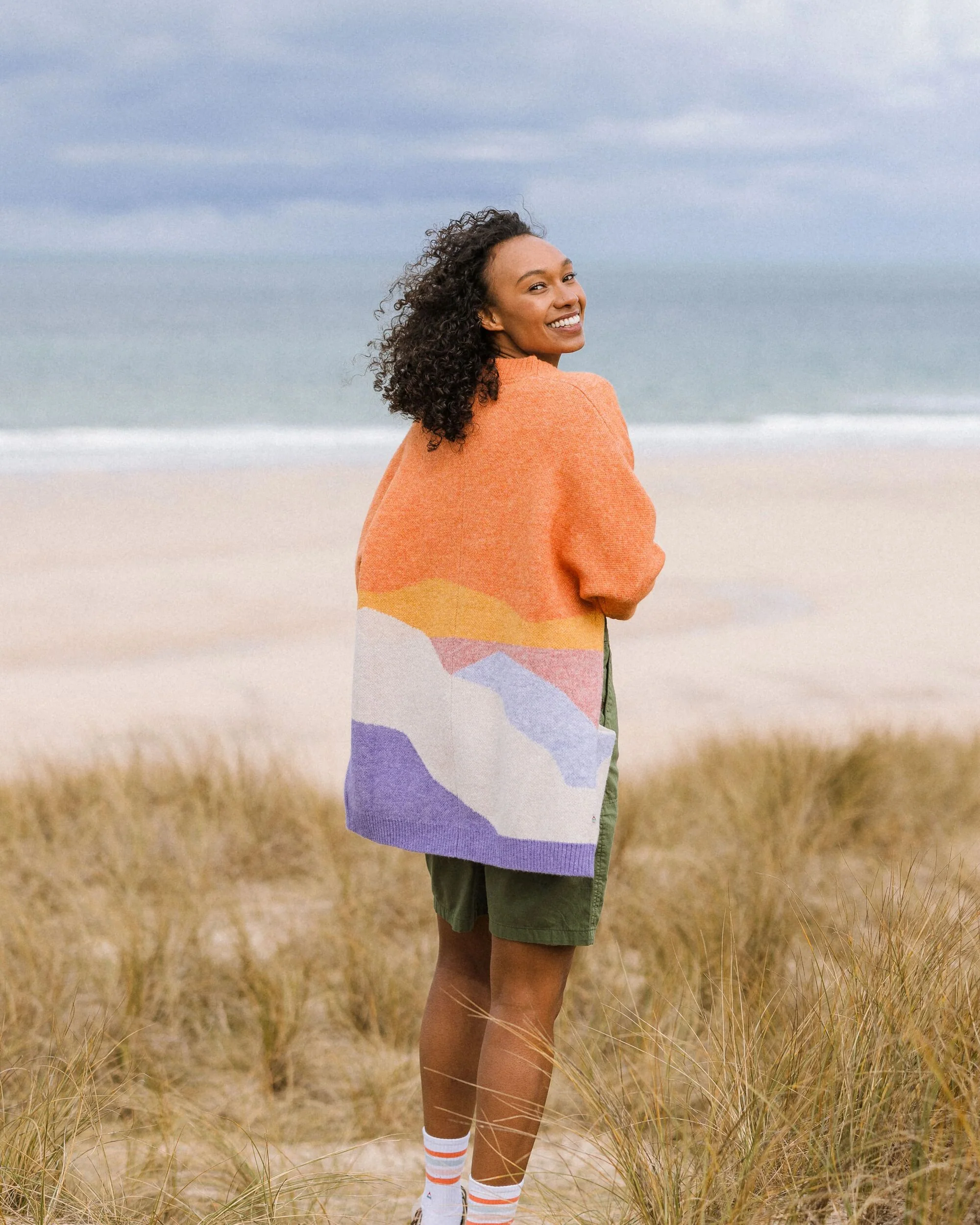 Scenic Long Knitted Cardigan - Scenic Sunrise Orange - Image 6