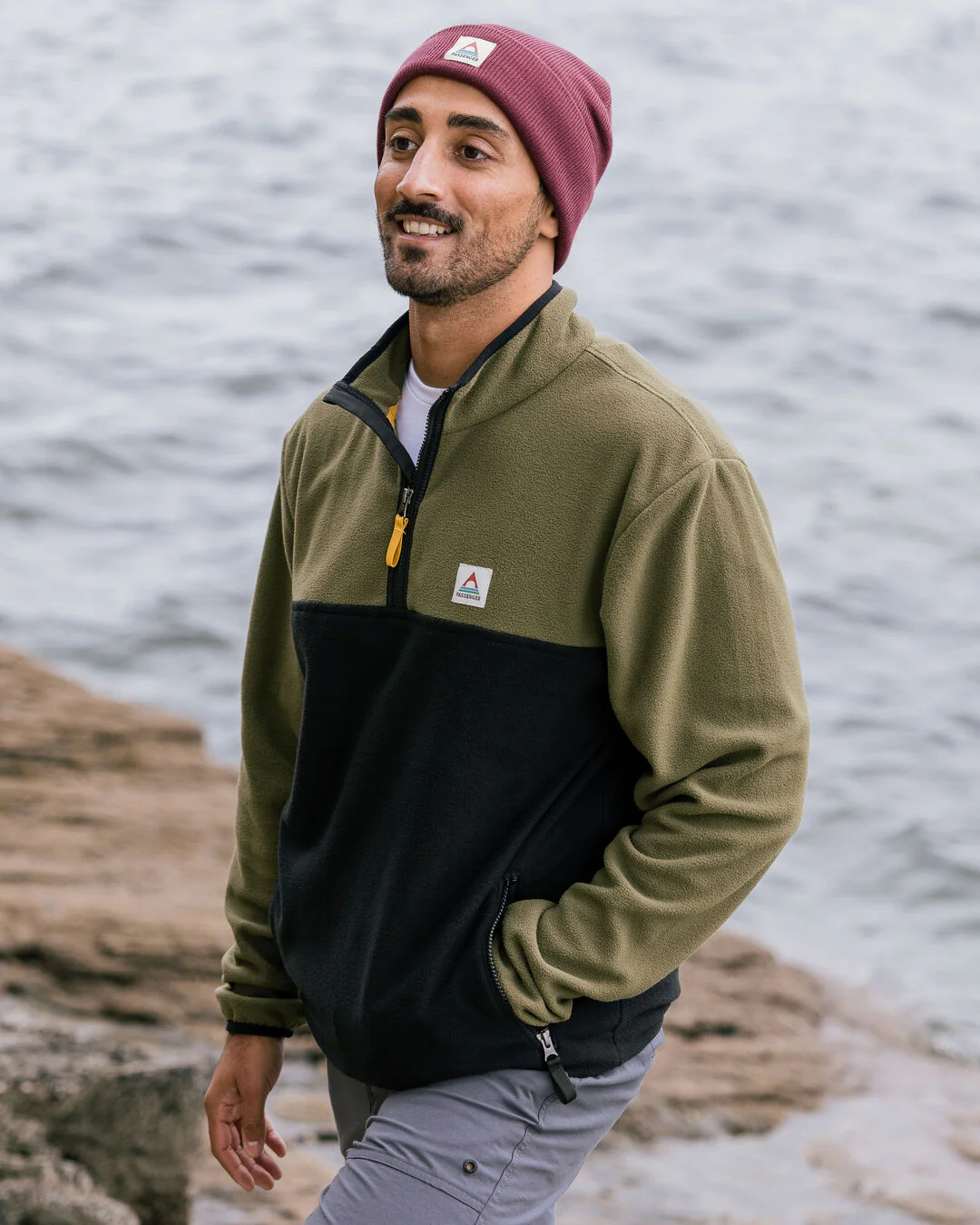 Set Off Polar 1/4 Zip Fleece - Khaki - Image 3