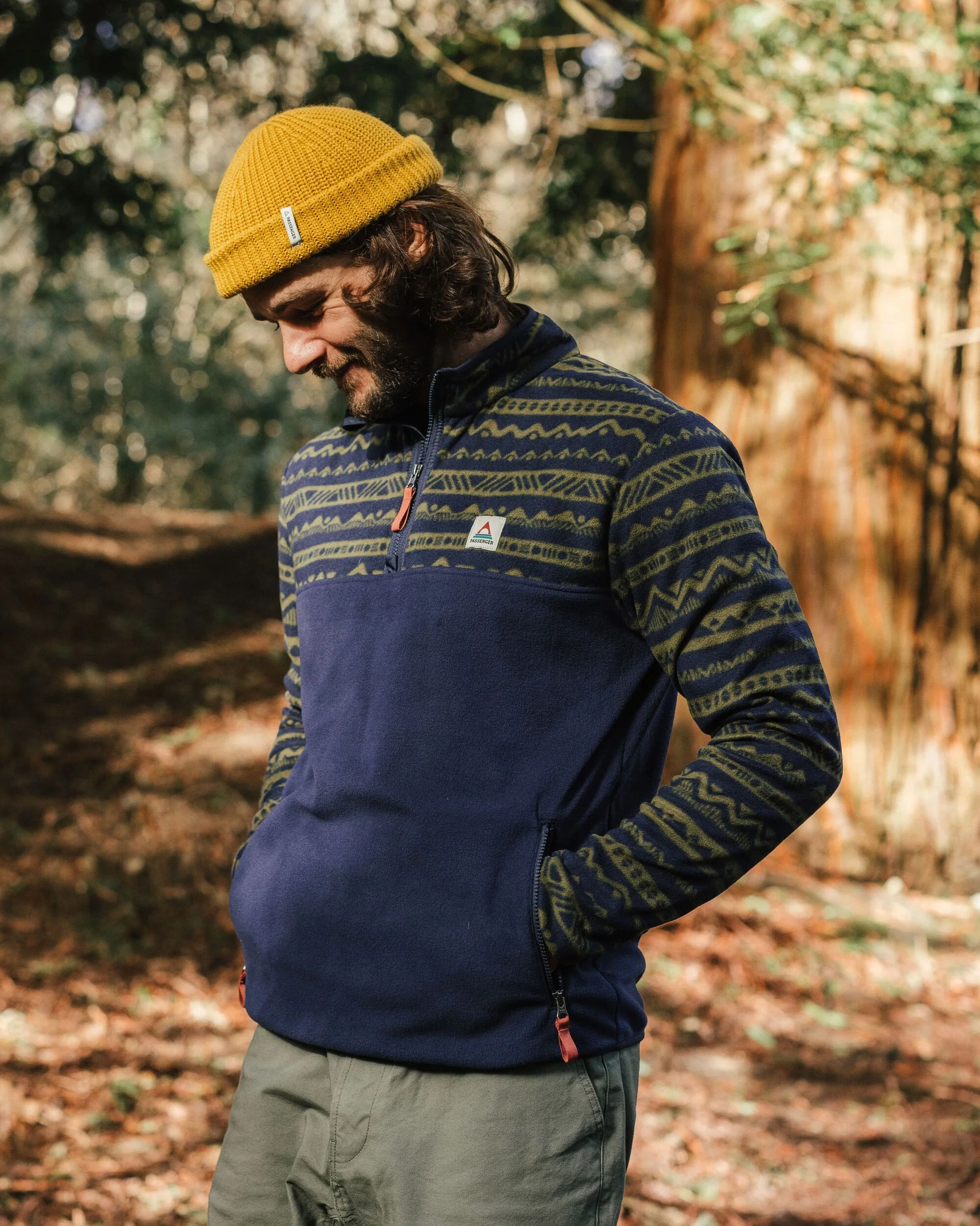 Set Off Polar 1/4 Zip Fleece - Mountain Geo Khaki/Rich Navy