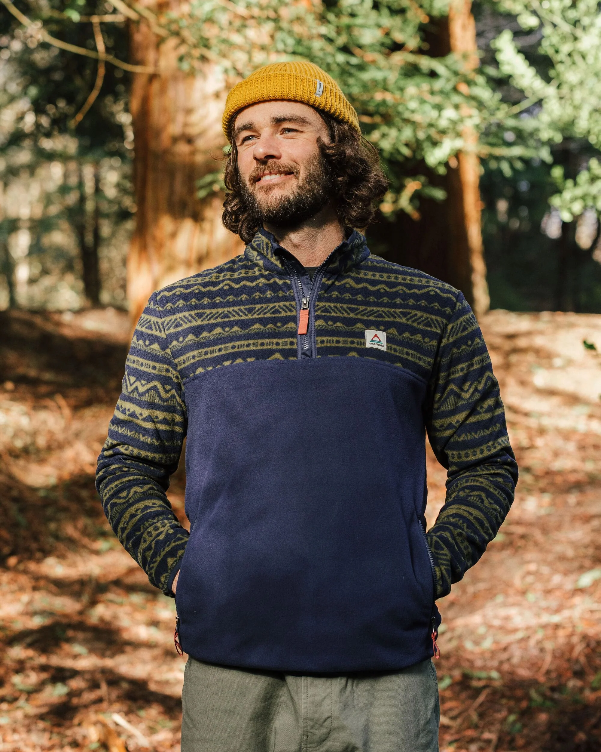 Set Off Polar 1/4 Zip Fleece - Mountain Geo Khaki/Rich Navy - Image 4