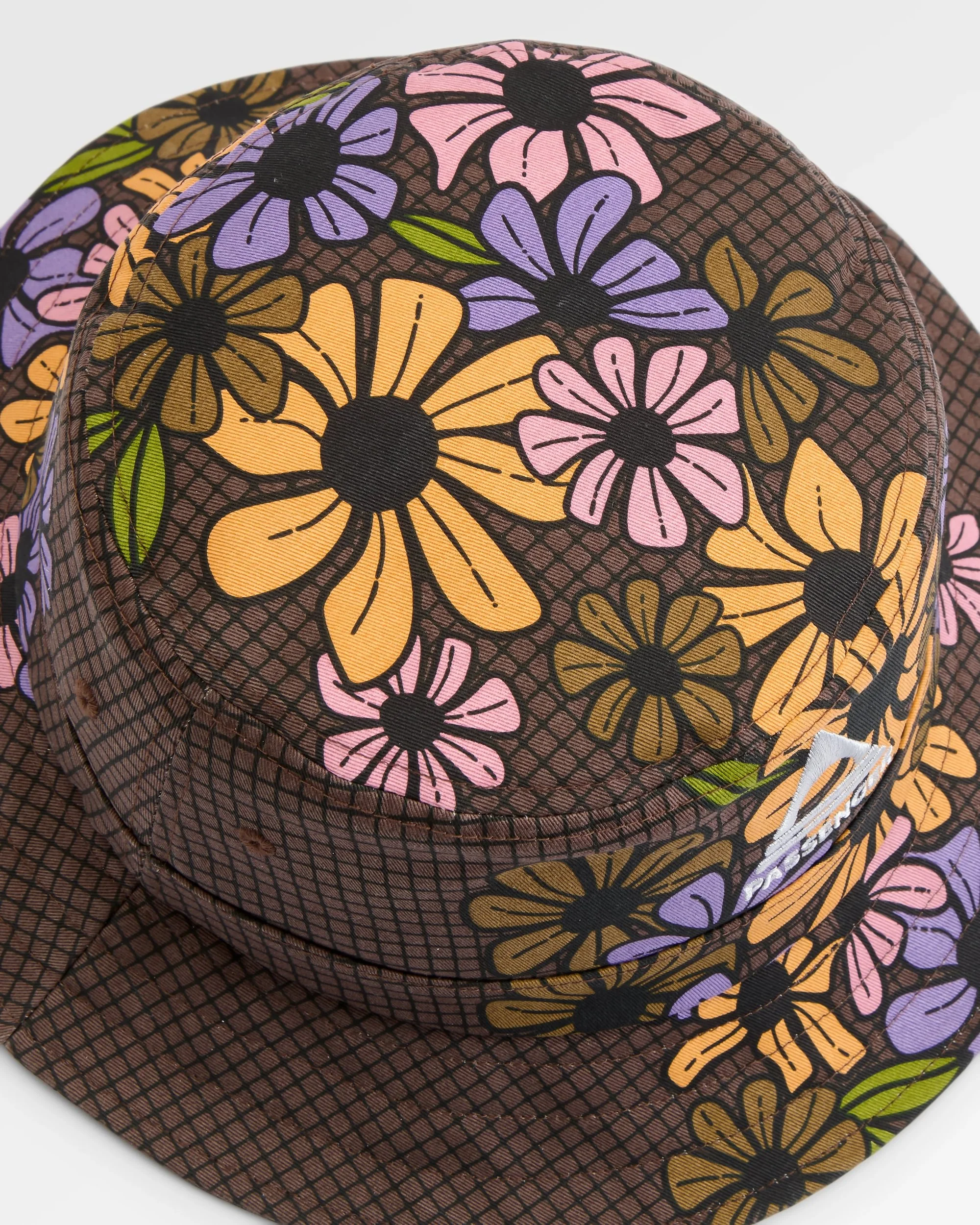 Shaded Bucket Hat - Floral Grid Espresso - Image 3