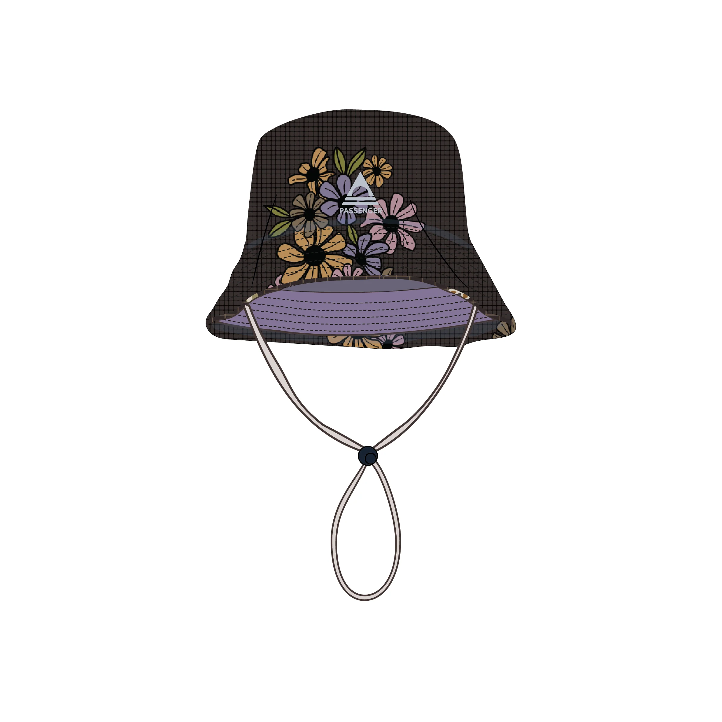 Shaded Bucket Hat - Floral Grid Espresso - Image 6