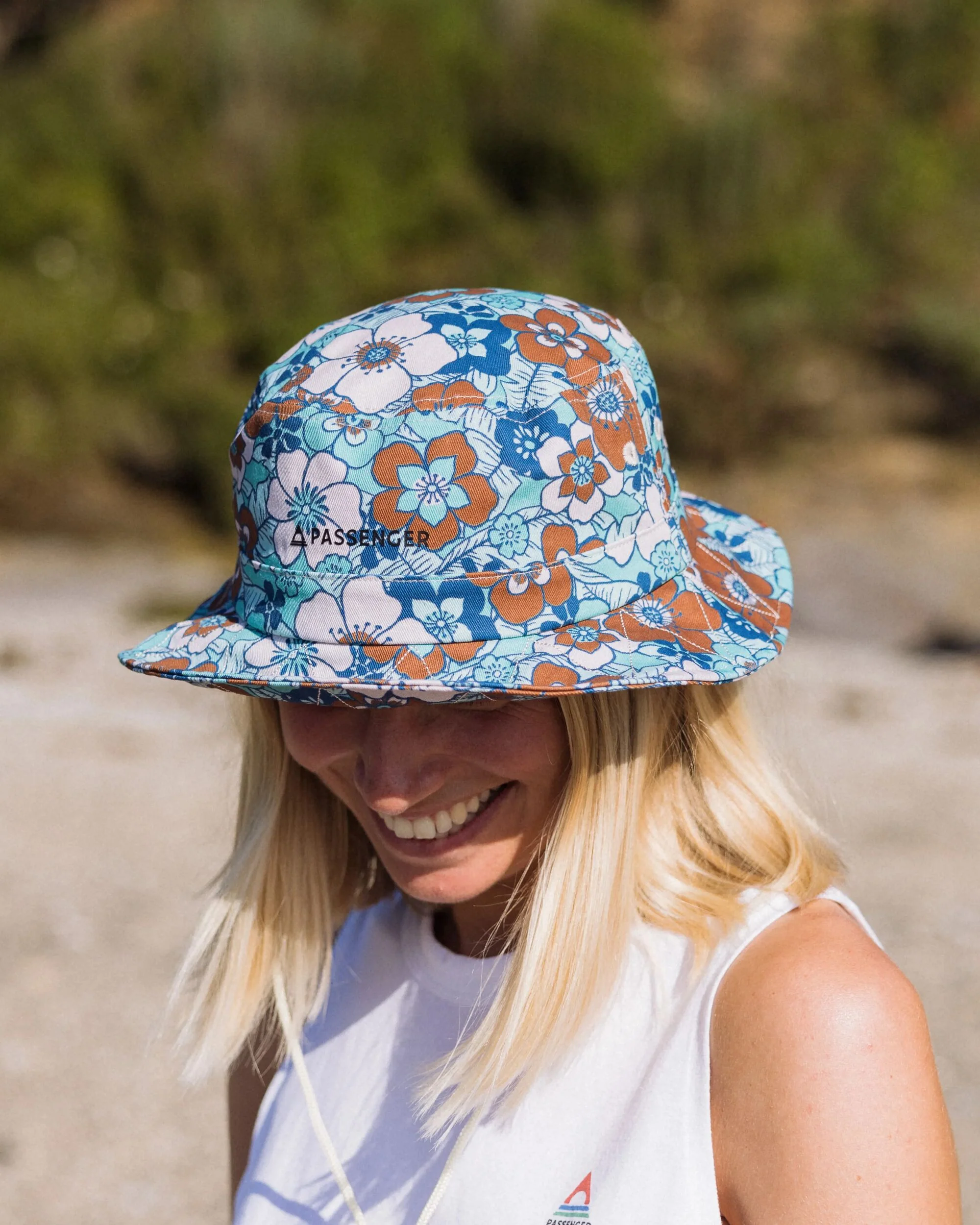 Shaded Bucket Hat - Vintage Floral Aqua - Image 3