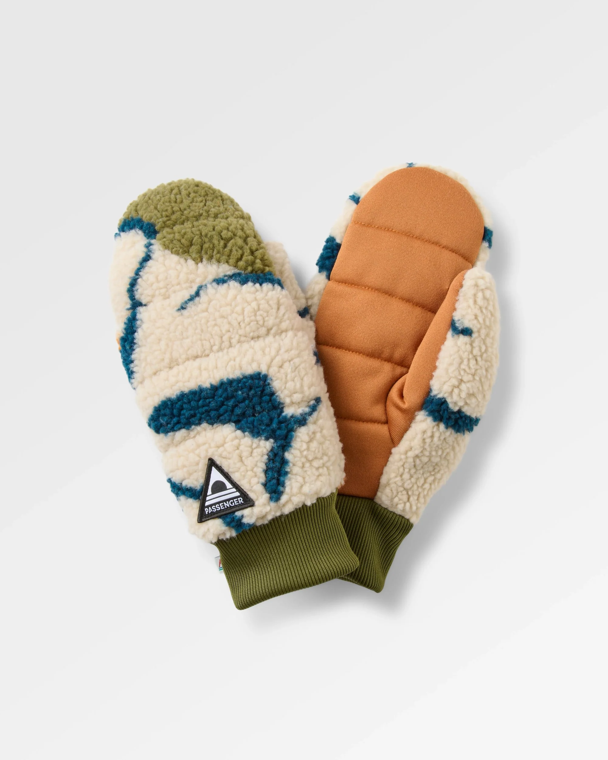 Avalanche Sherpa Mittens - Abstract Trails Pebble Grey