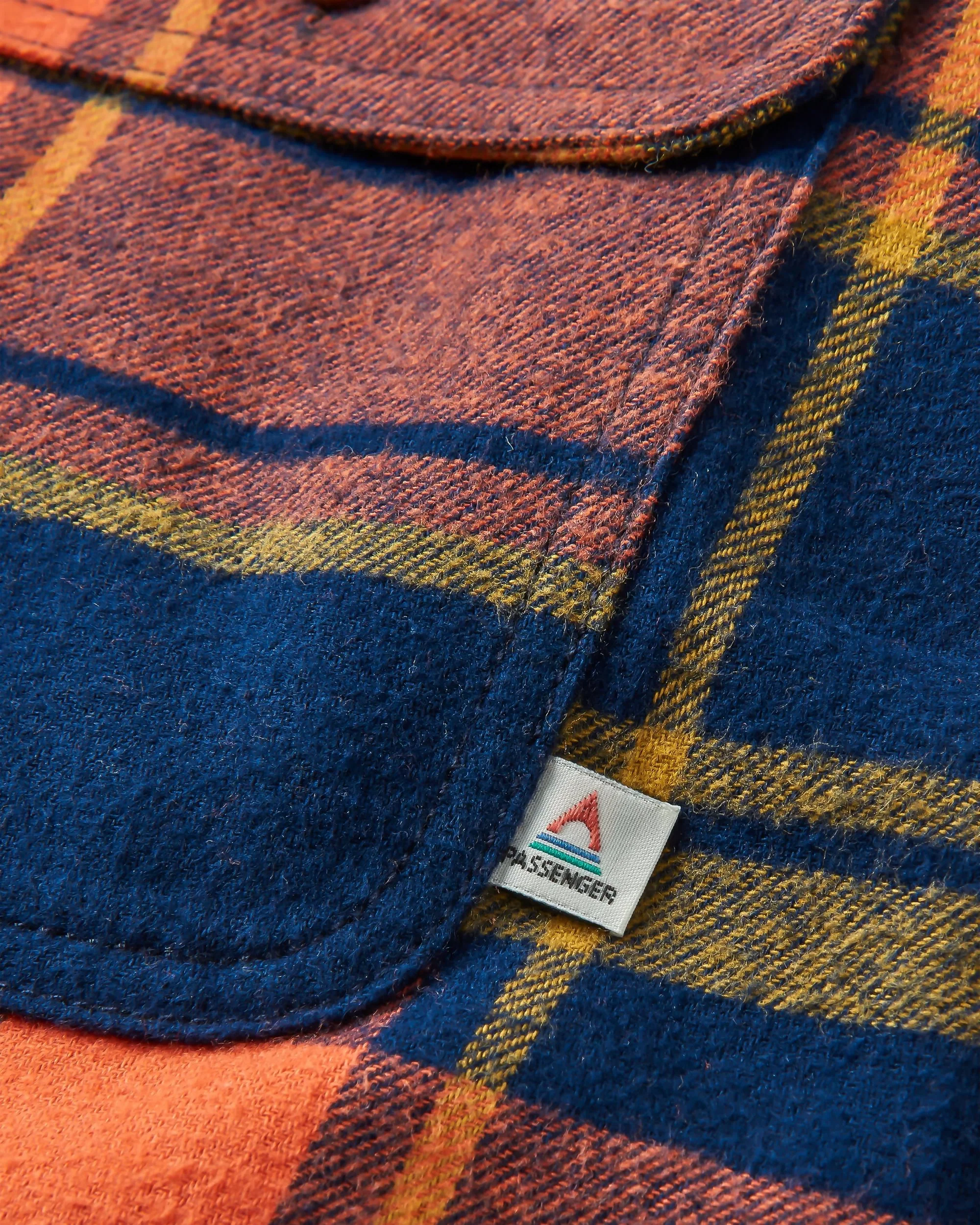Sherwood Check Hooded Overshirt - Rich Navy/Burnt Orange - Image 6