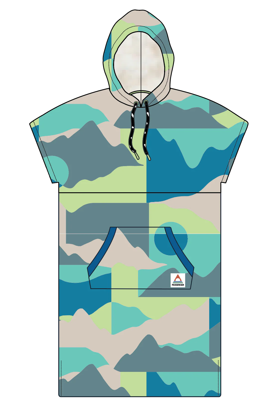 Shoreline Cotton Towel Poncho - Vista Patchwork Aqua - Image 11