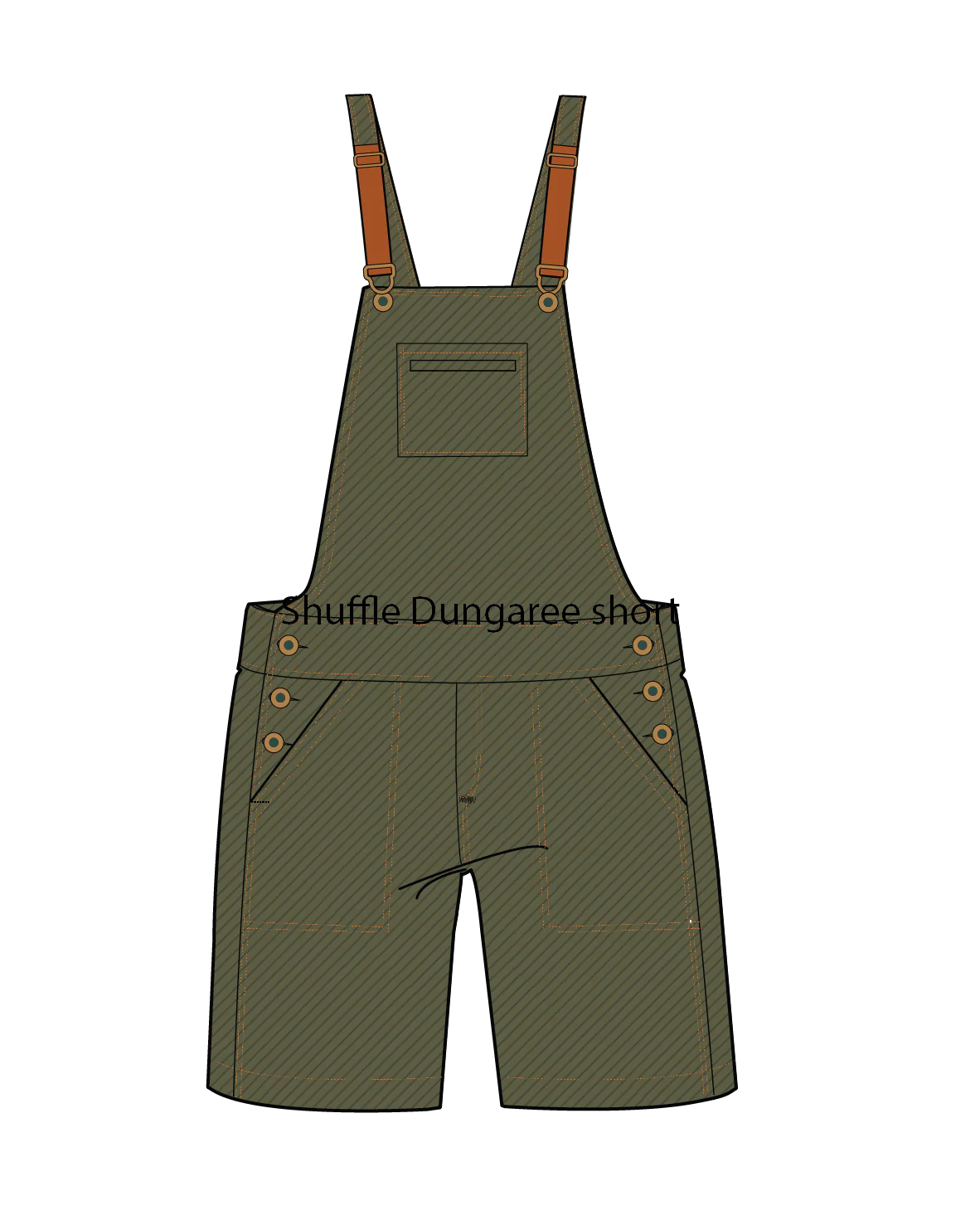 Shuffle Light Short Dungarees - Wild Green - Image 12