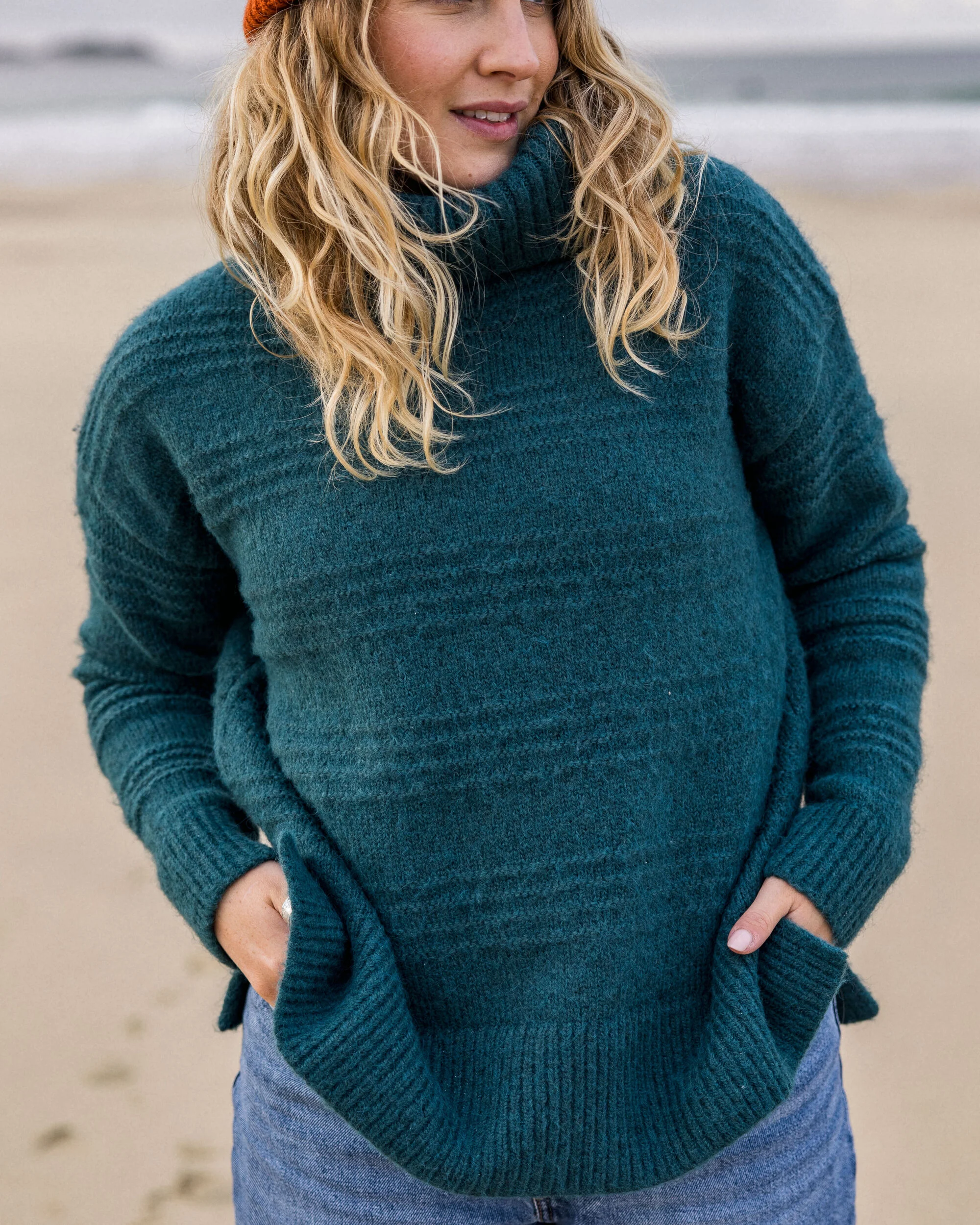 Snug Polo Neck Knitted Jumper - Mediterranean - Image 3