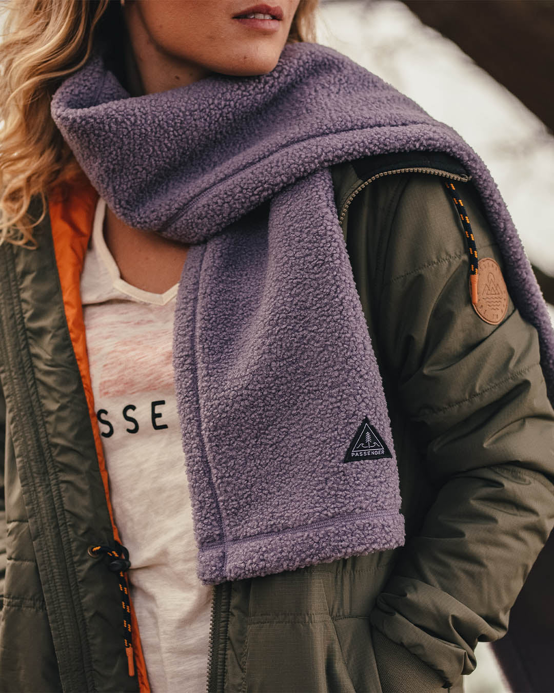 Snug Sherpa Fleece Scarf - Dusty Lilac - Image 3