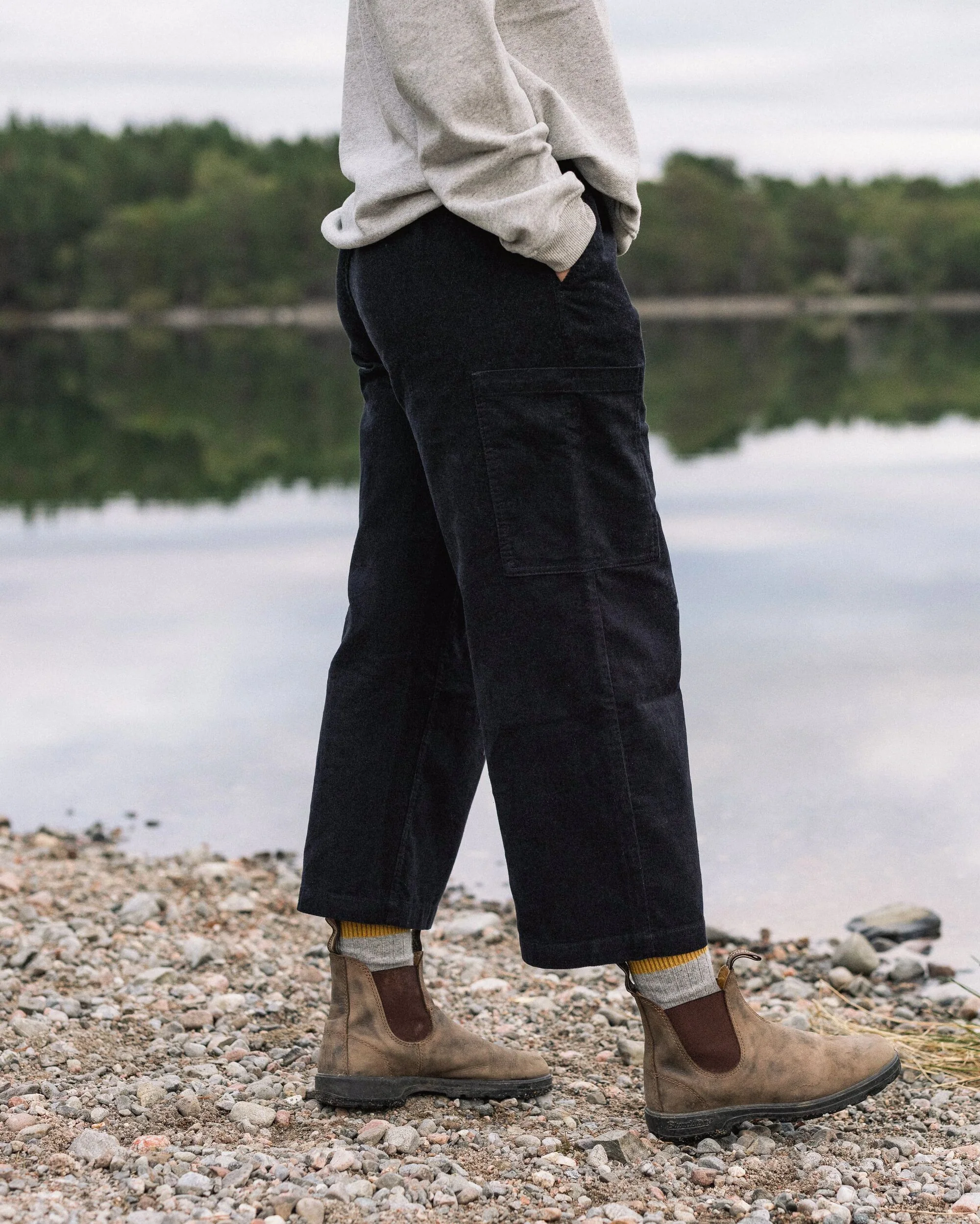 Someday Organic Cotton Corduroy Cropped Trouser - Black - Image 7