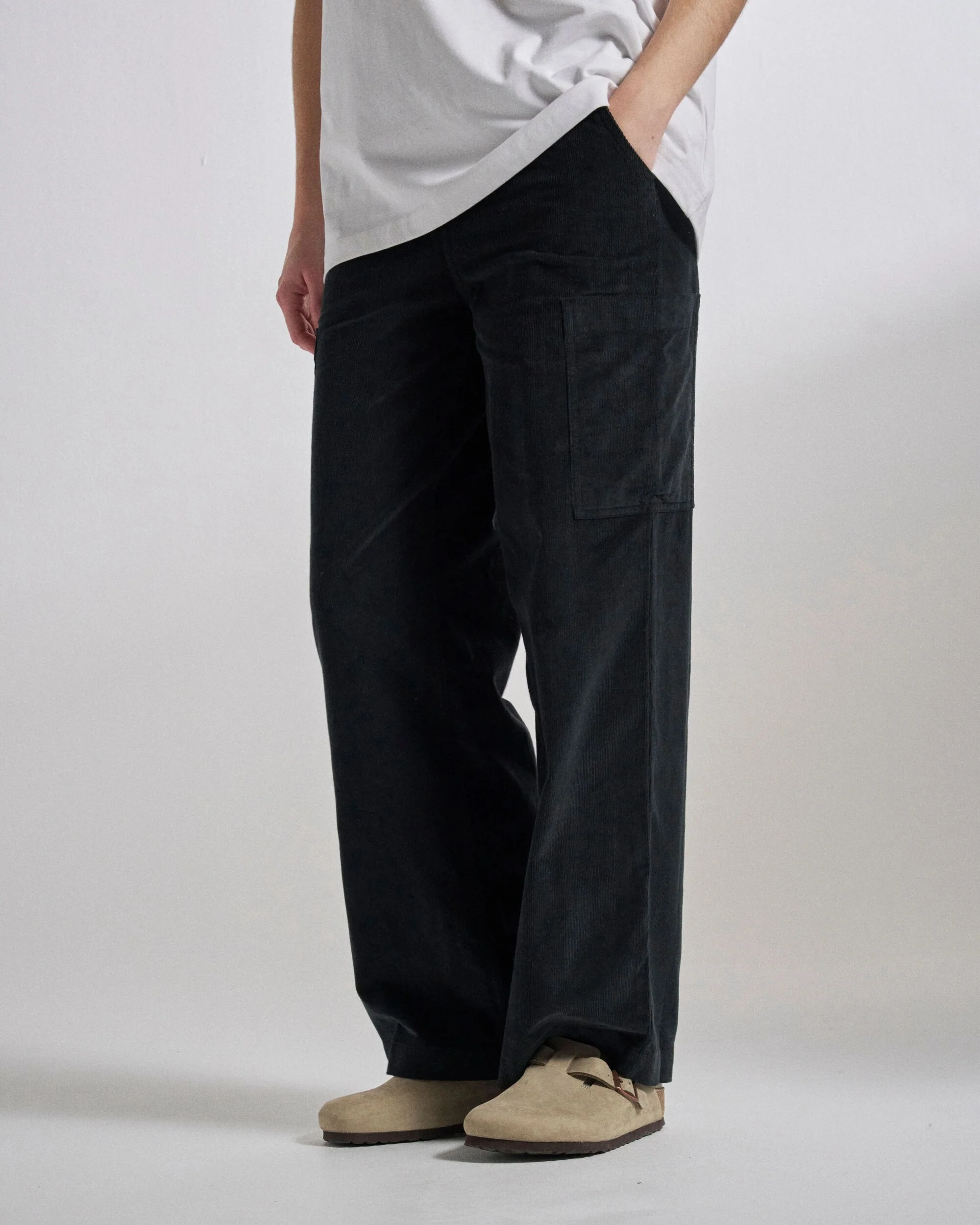 Someday Organic Cotton Corduroy Trouser - Black - Image 4
