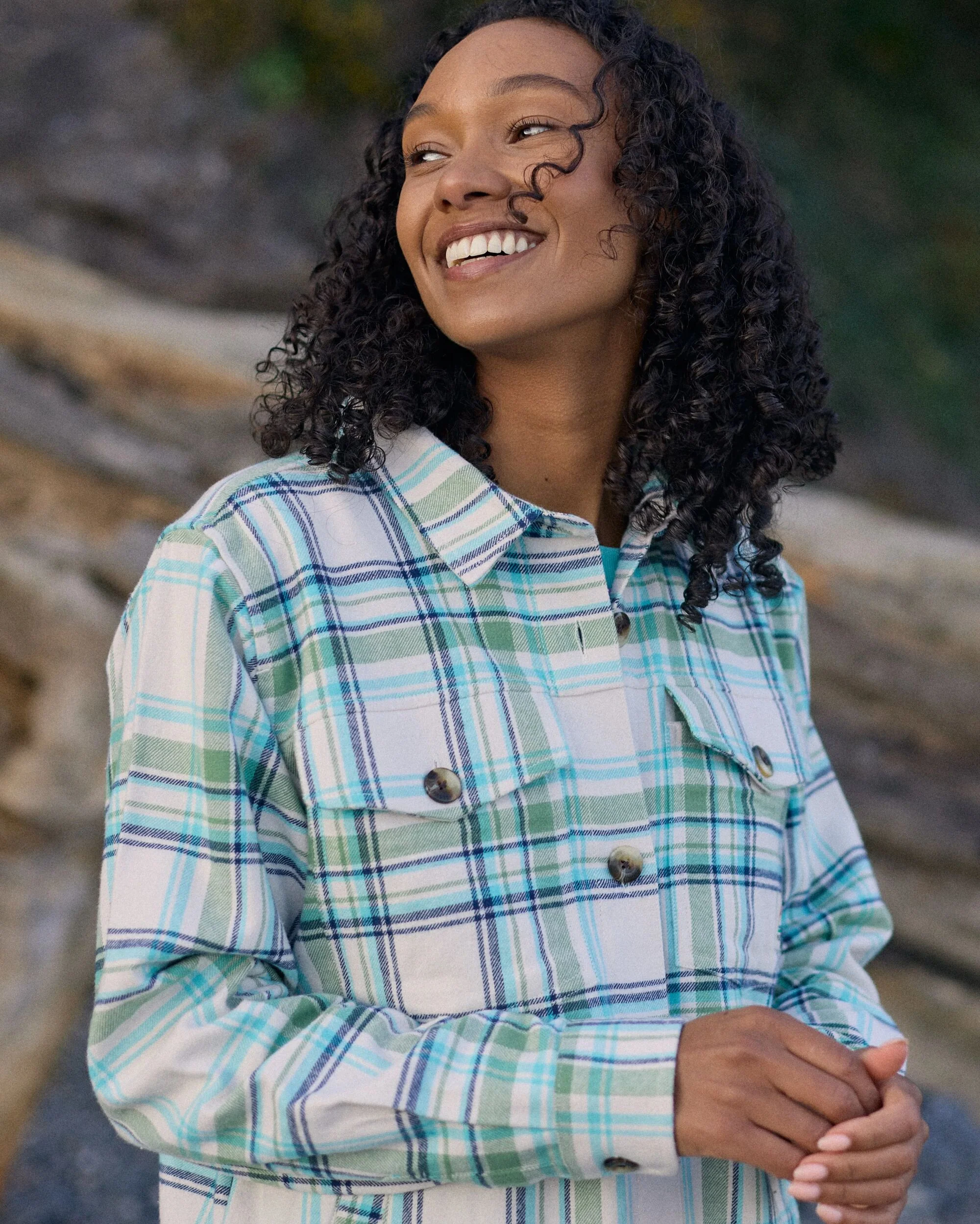 Stella LS Shirt - Vintage White/Stem Green Check - Image 5