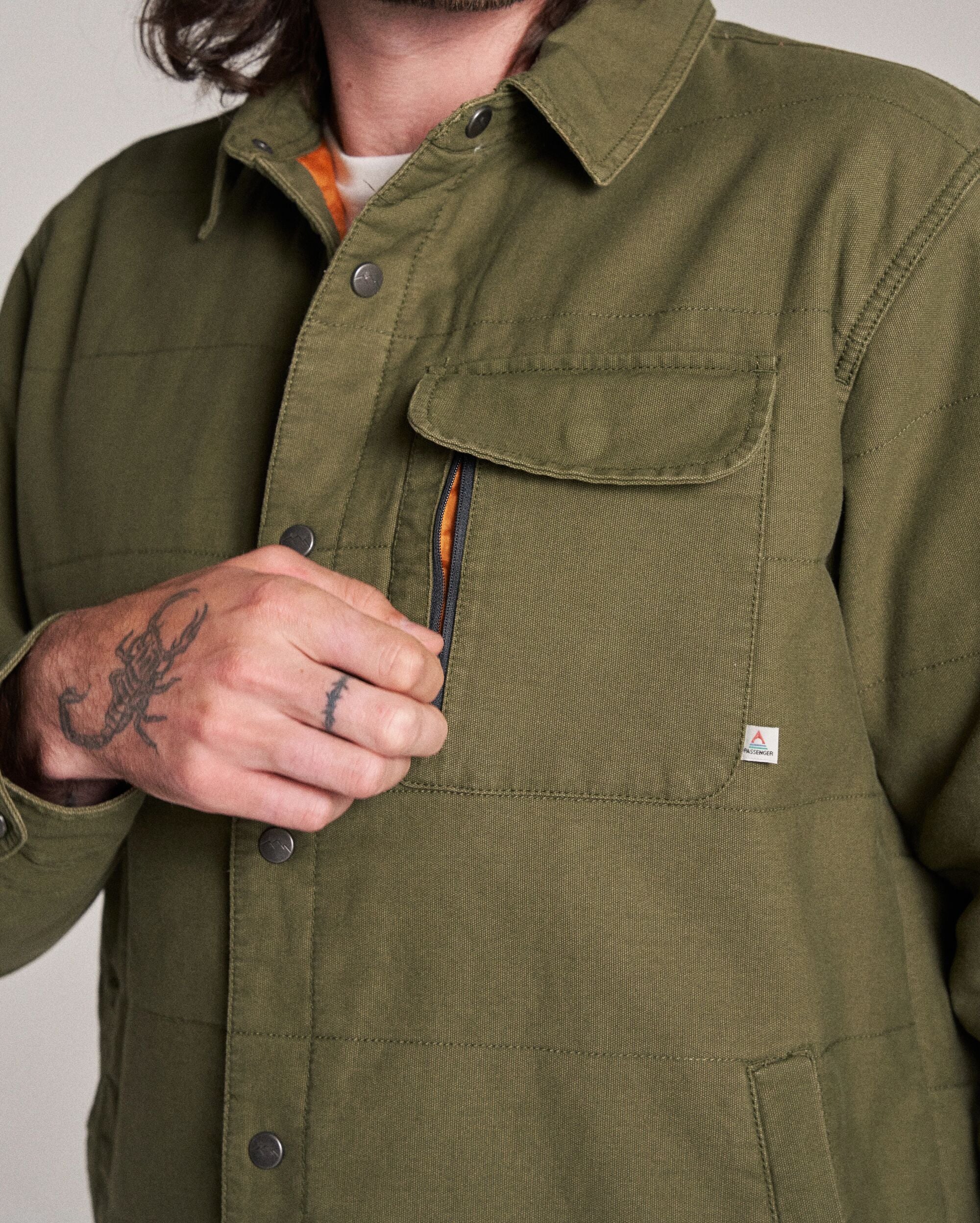 Taranaki Canvas Quilted Overshirt - Khaki - Image 8