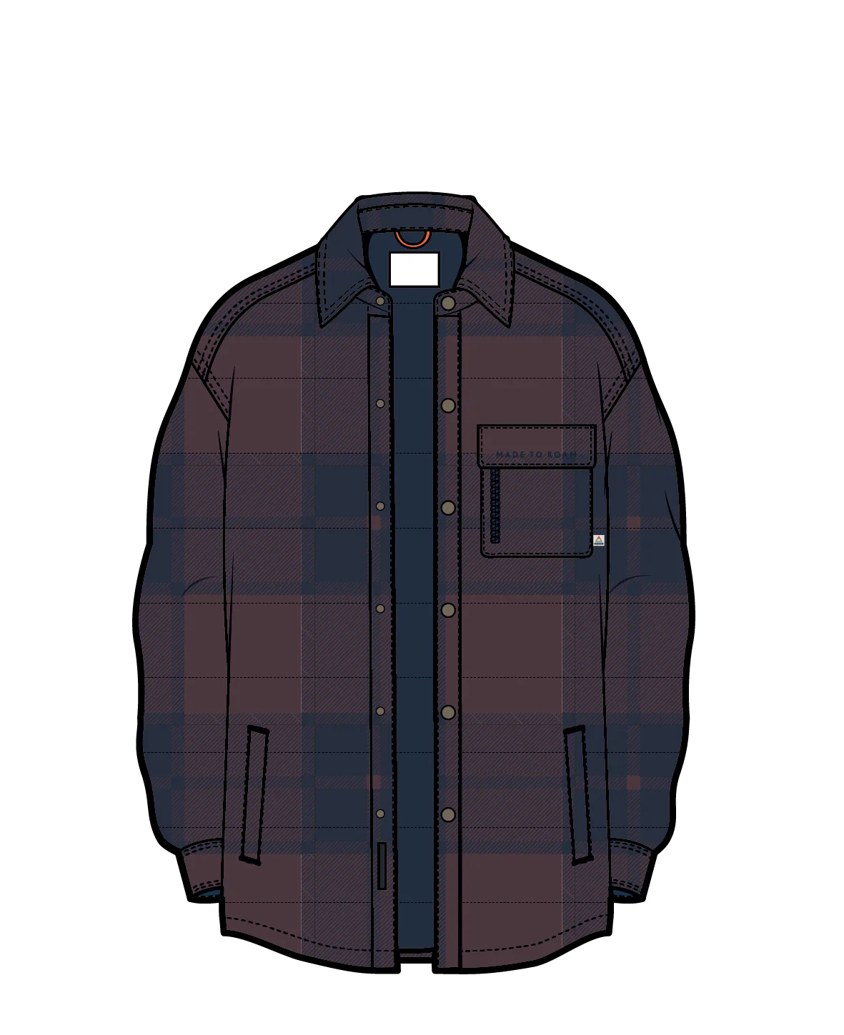 Taranaki Quilted Overshirt - Deep Plum/Deep Navy Check - Image 11
