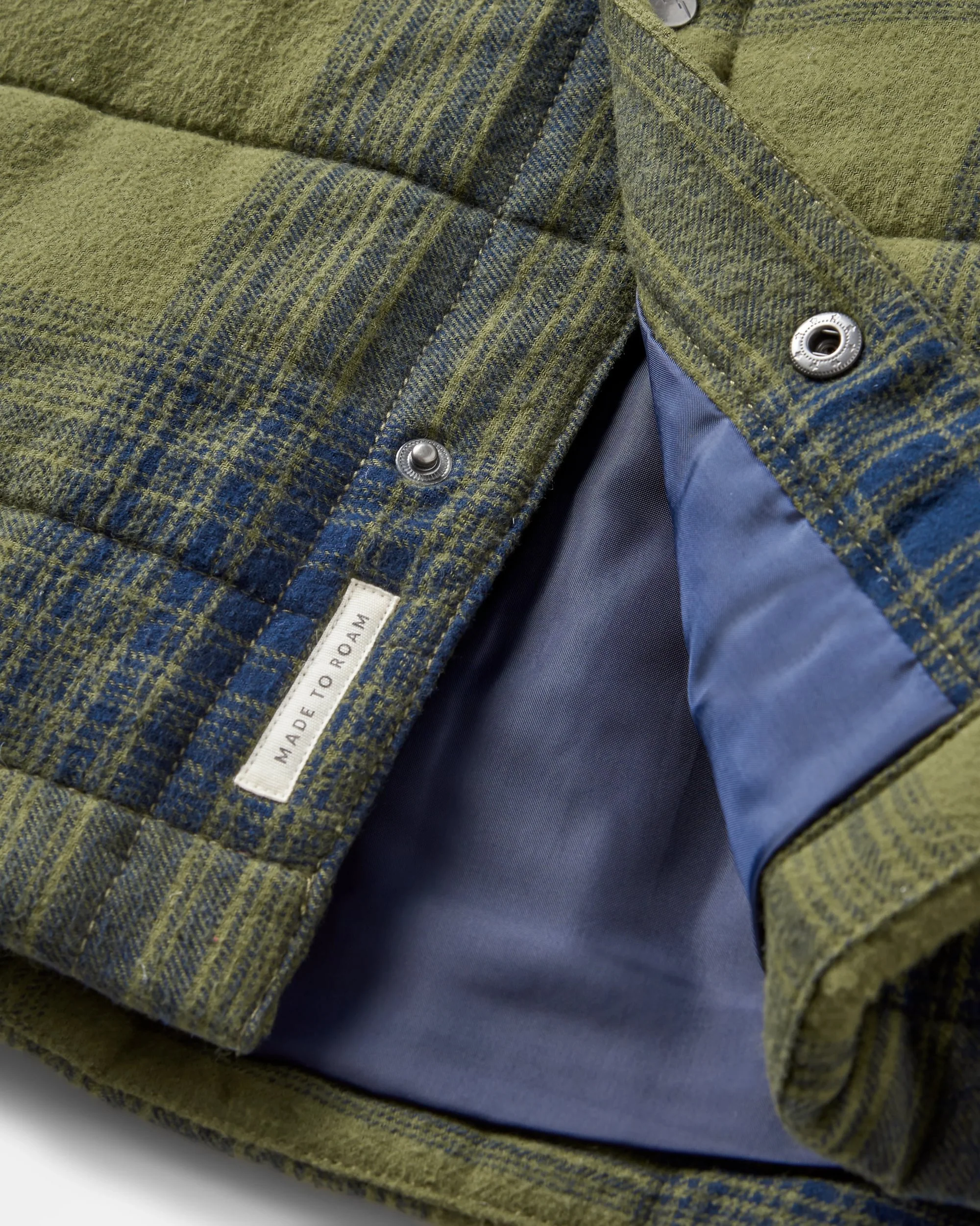 Taranaki Quilted Overshirt - Navy/Khaki Check - Image 7