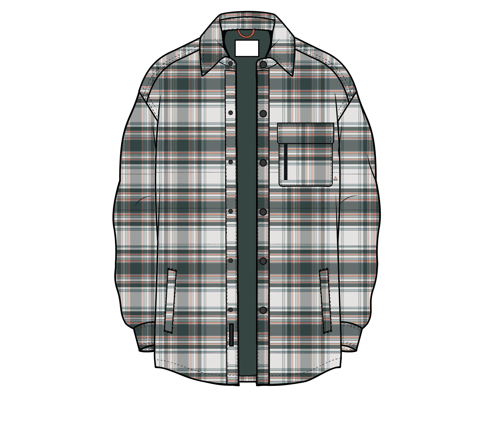 Taranaki Quilted Overshirt - Off White/Dark Fern Check - Image 7