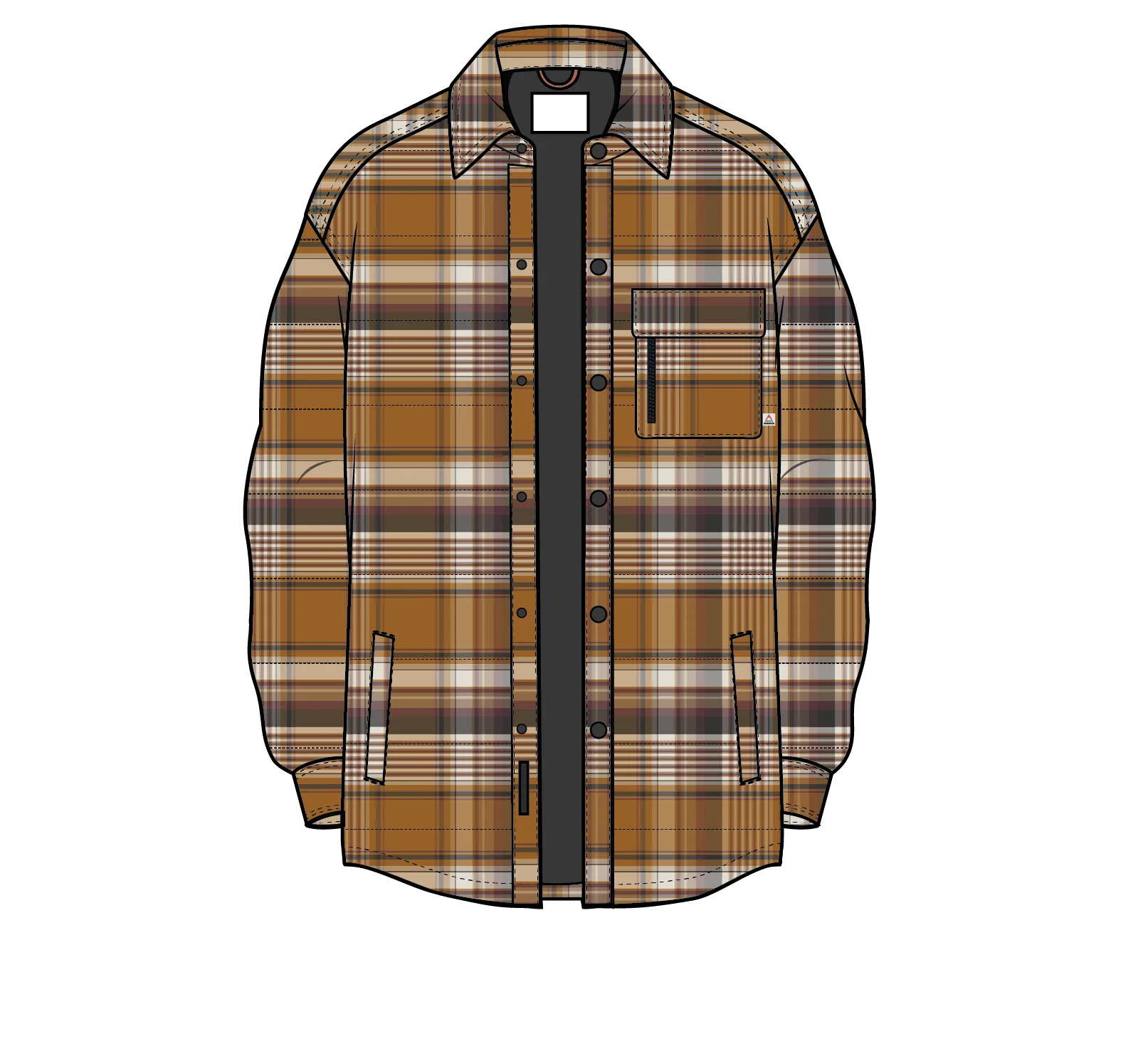 Taranaki Quilted Overshirt - Retro Orange Check - Image 10