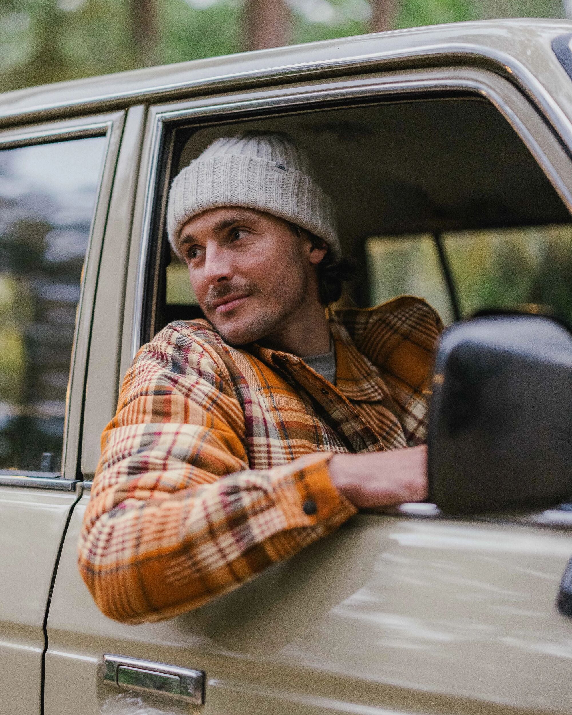 Taranaki Quilted Overshirt - Retro Orange Check - Image 6