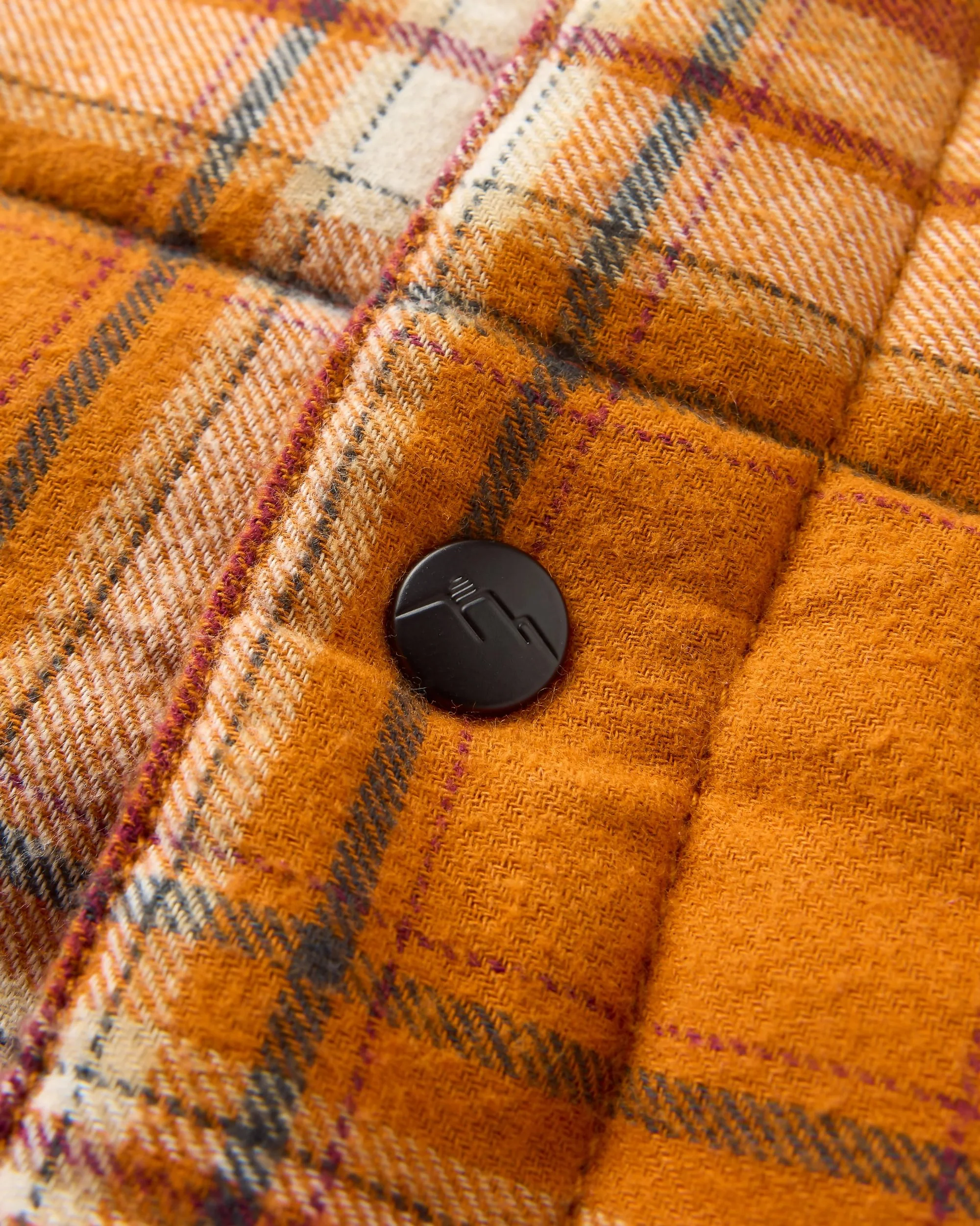 Taranaki Quilted Overshirt - Retro Orange Check - Image 8