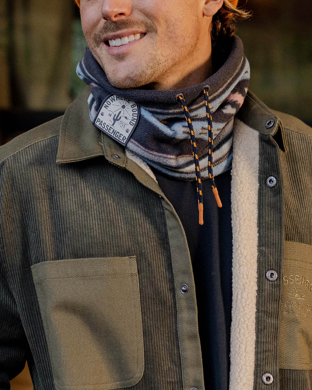 Tor Polar Fleece Snood - Deep Navy Vintage Geo - Image 5