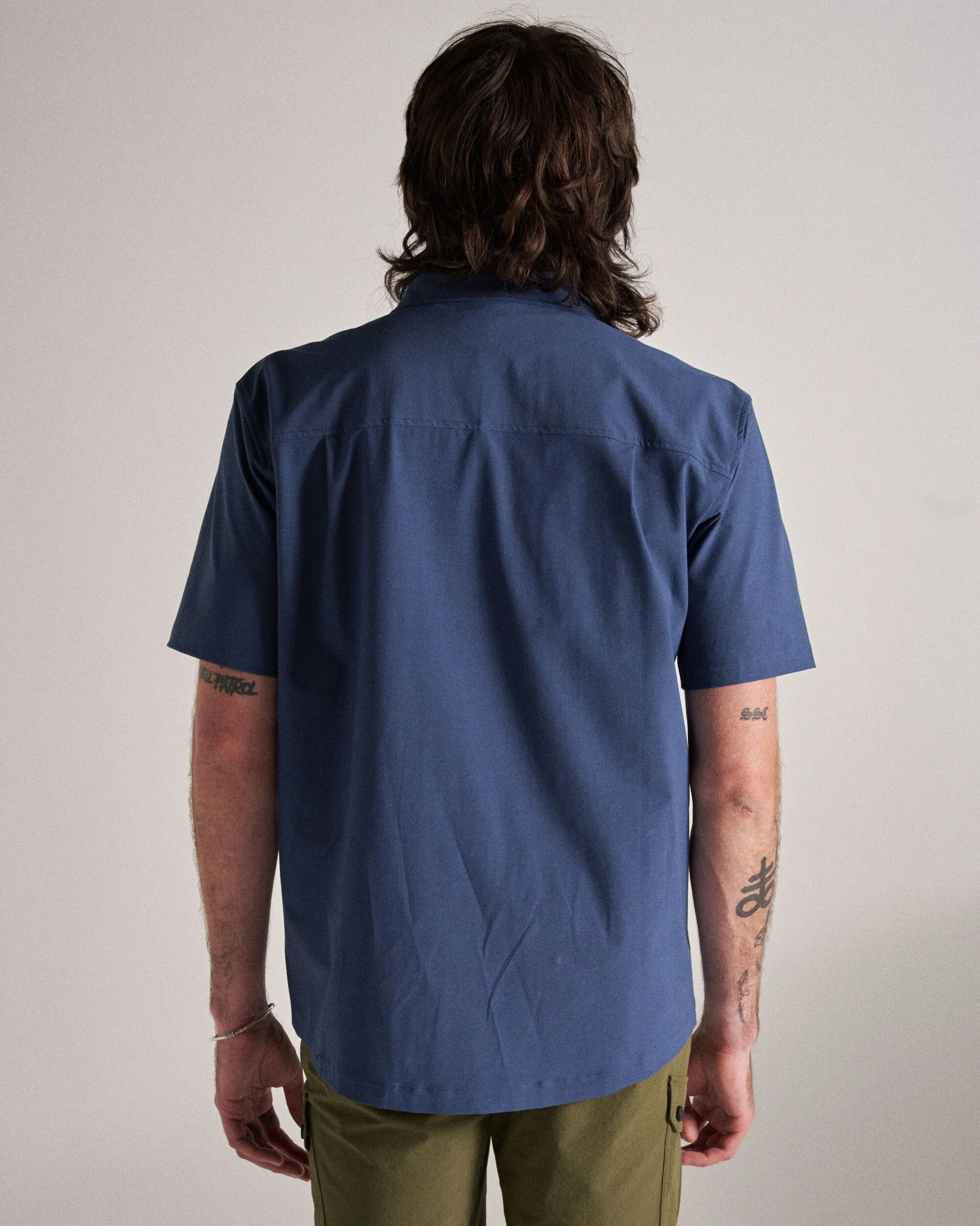 Traveller Short Sleeve Stretch Shirt - Dark Denim - Image 3