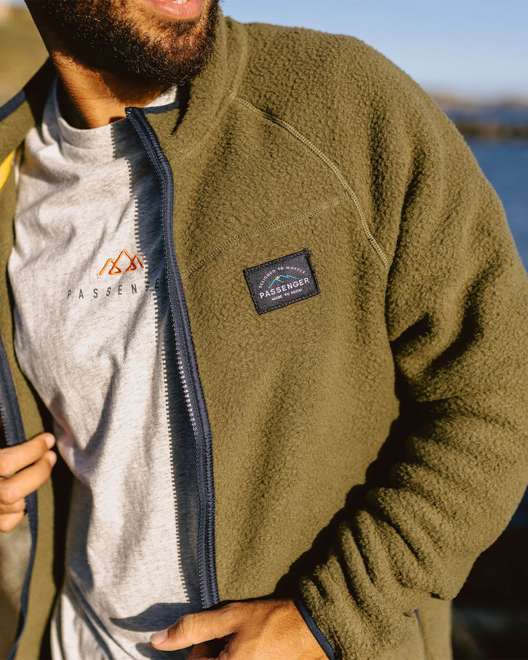 Tripper Full Zip Sherpa Fleece - Khaki - Image 3