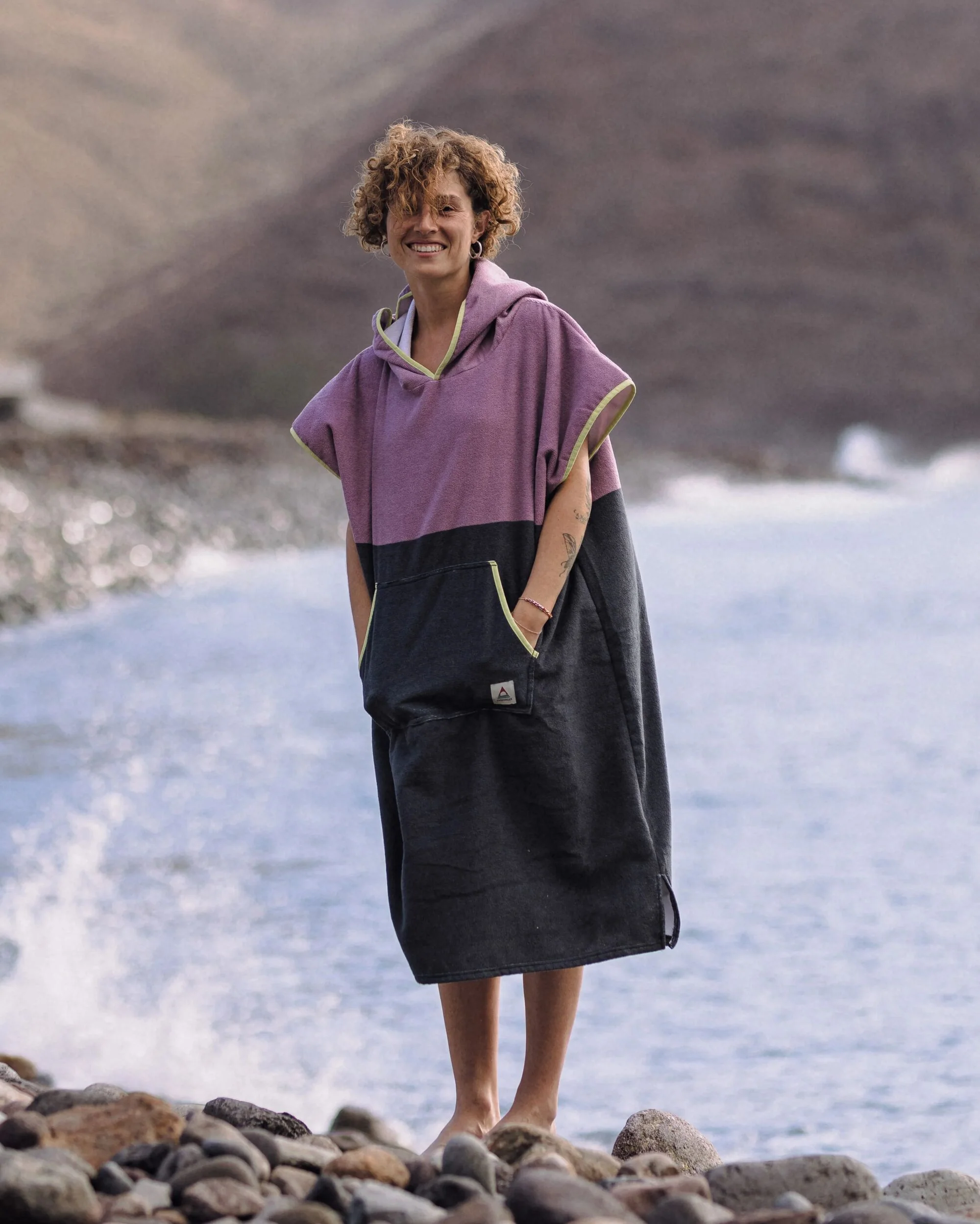 Tulum Towel Poncho - Grape / Charcoal