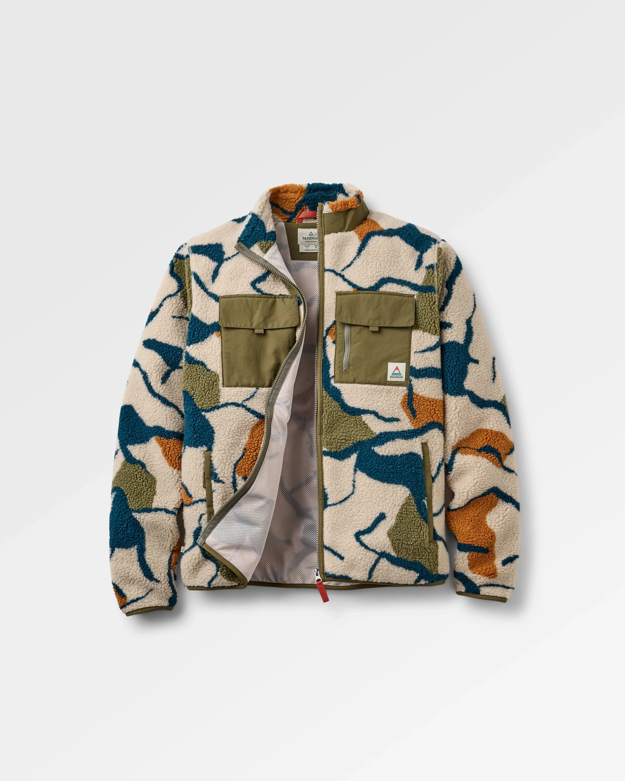 Valiant Deep Pile Fleece - Abstract Trails Pebble Grey - Image 2