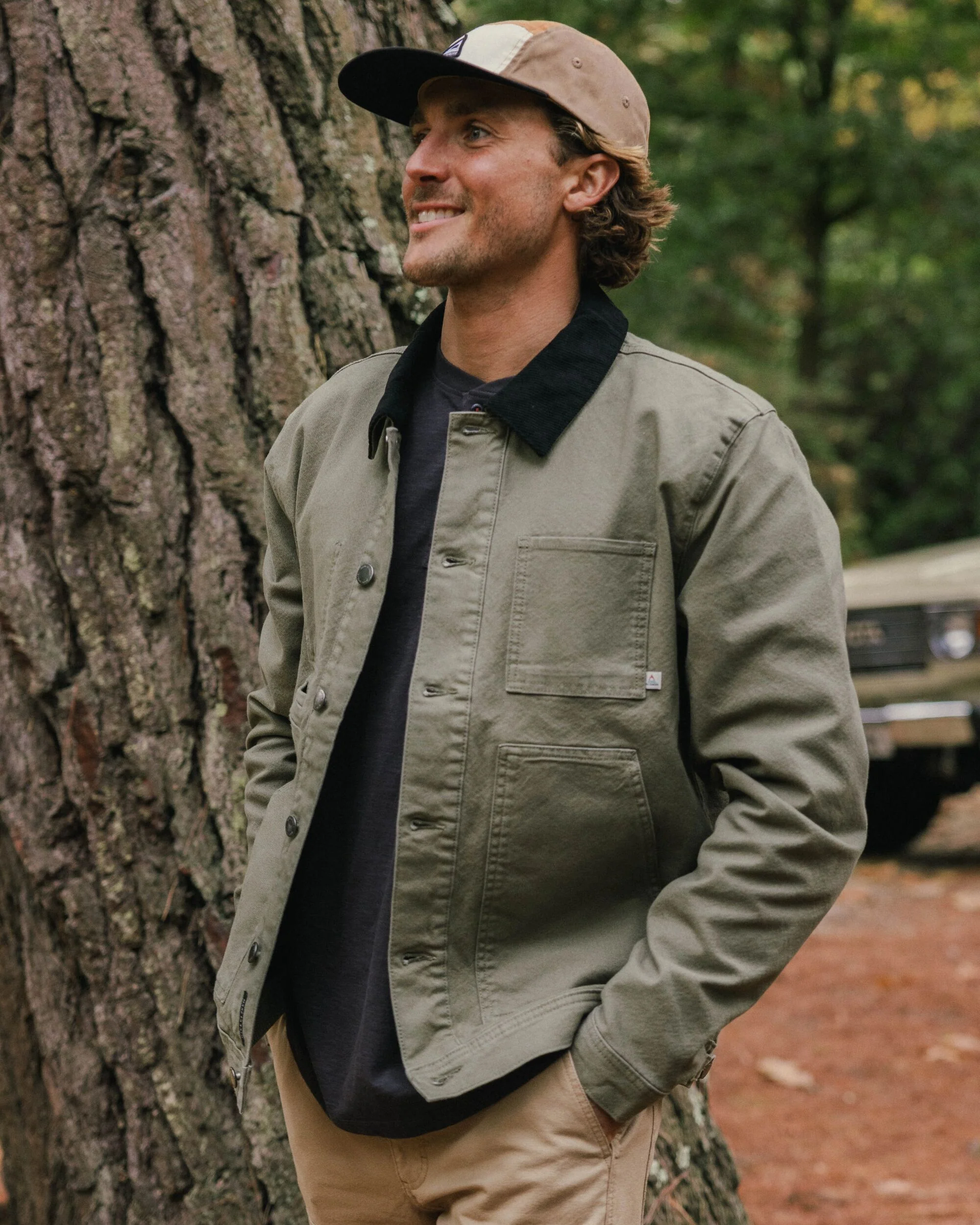 Vantage Lined Organic Cotton Canvas Jacket - Dusty Olive