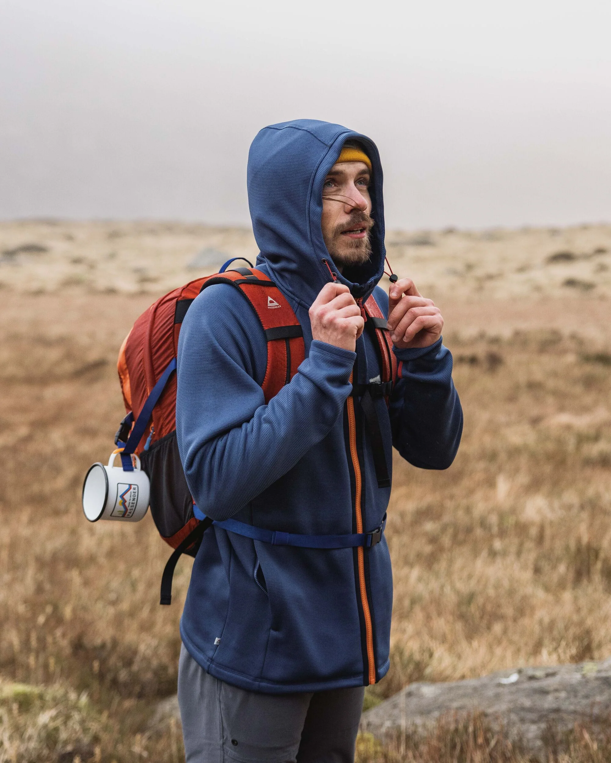 Vertical Full Zip Hooded Fleece - Dark Denim - Image 3