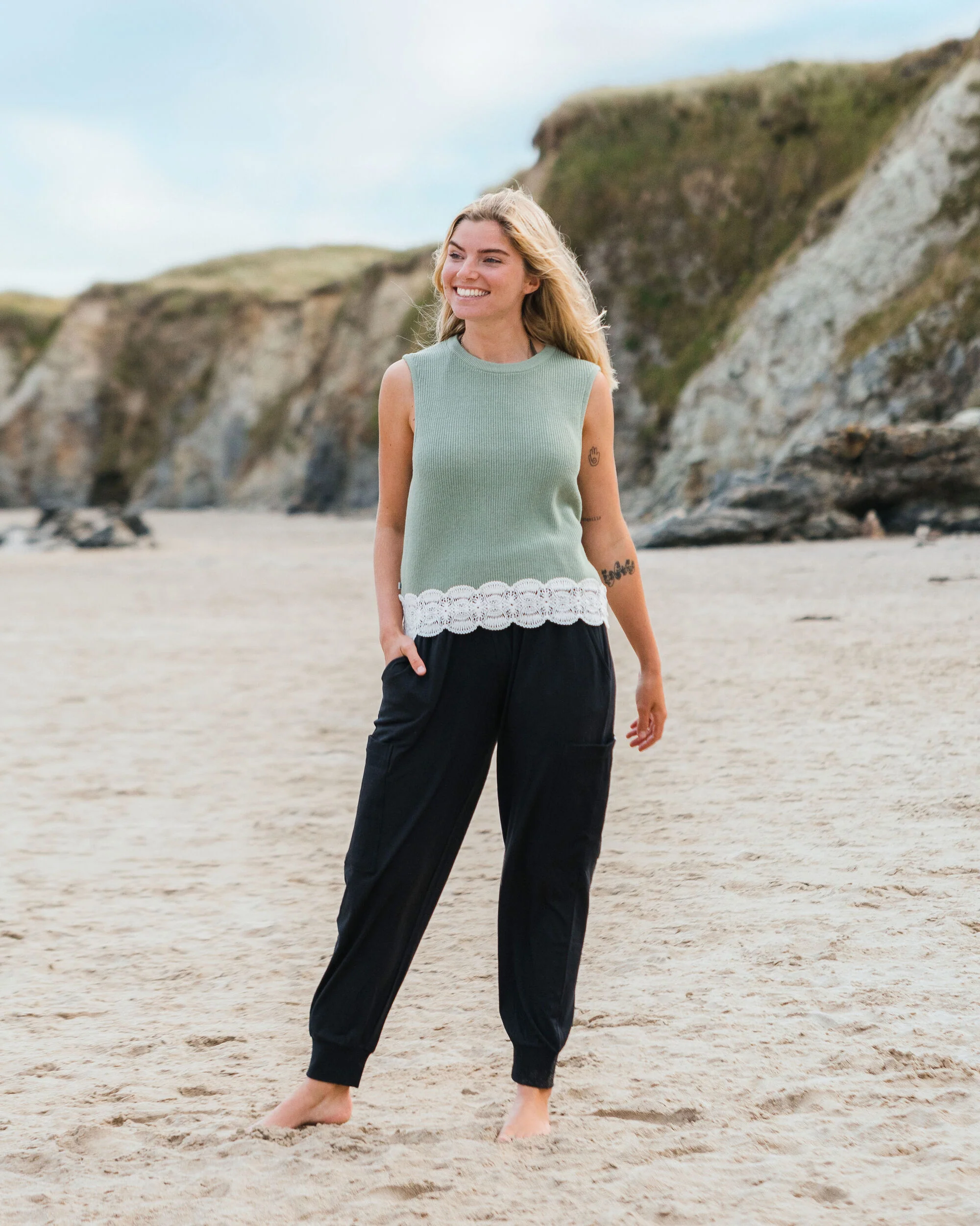 Vintage Organic Knitted Vest - Pistachio - Image 4