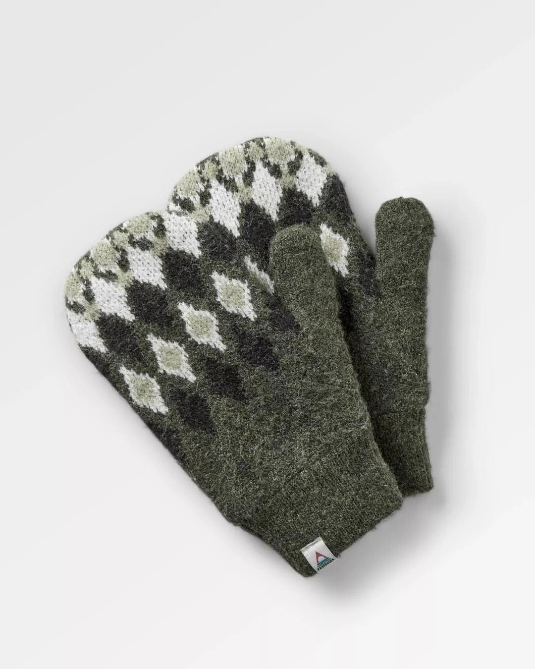 Wave Fleece Lined Mittens - Khaki